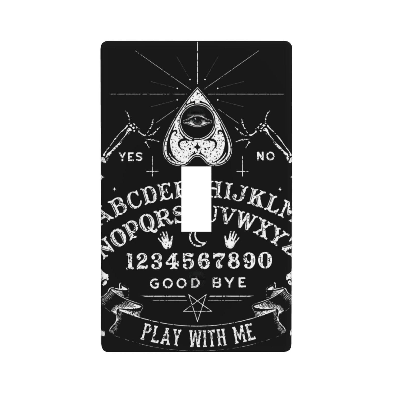 Vintage Skeleton Magic Ouija Board Black Pc Decorative Wall Panel, A Medium-Sized Non Breakable Thermoplastic Panel Cover Used For Decorating Socket Switches
