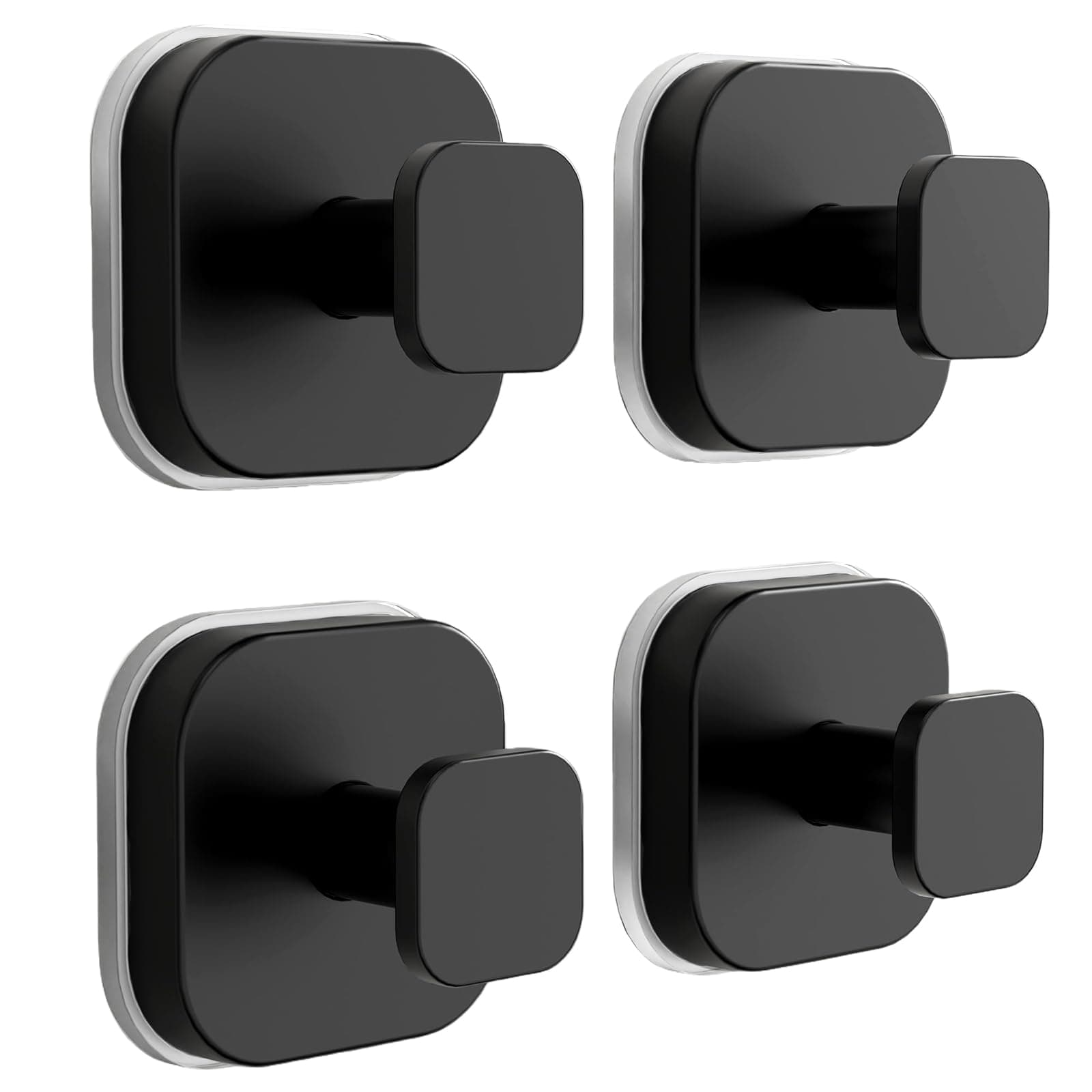 GMYOO Suction Cup Hooks for Inside Shower,Heavy Duty Reusable No-Drill Hooks for Bathroom Wall,Glass,Windows,Tile-for Hanging Towels,Robes,Loofah - Wreath Hangers for Front Door,4packs (Black)