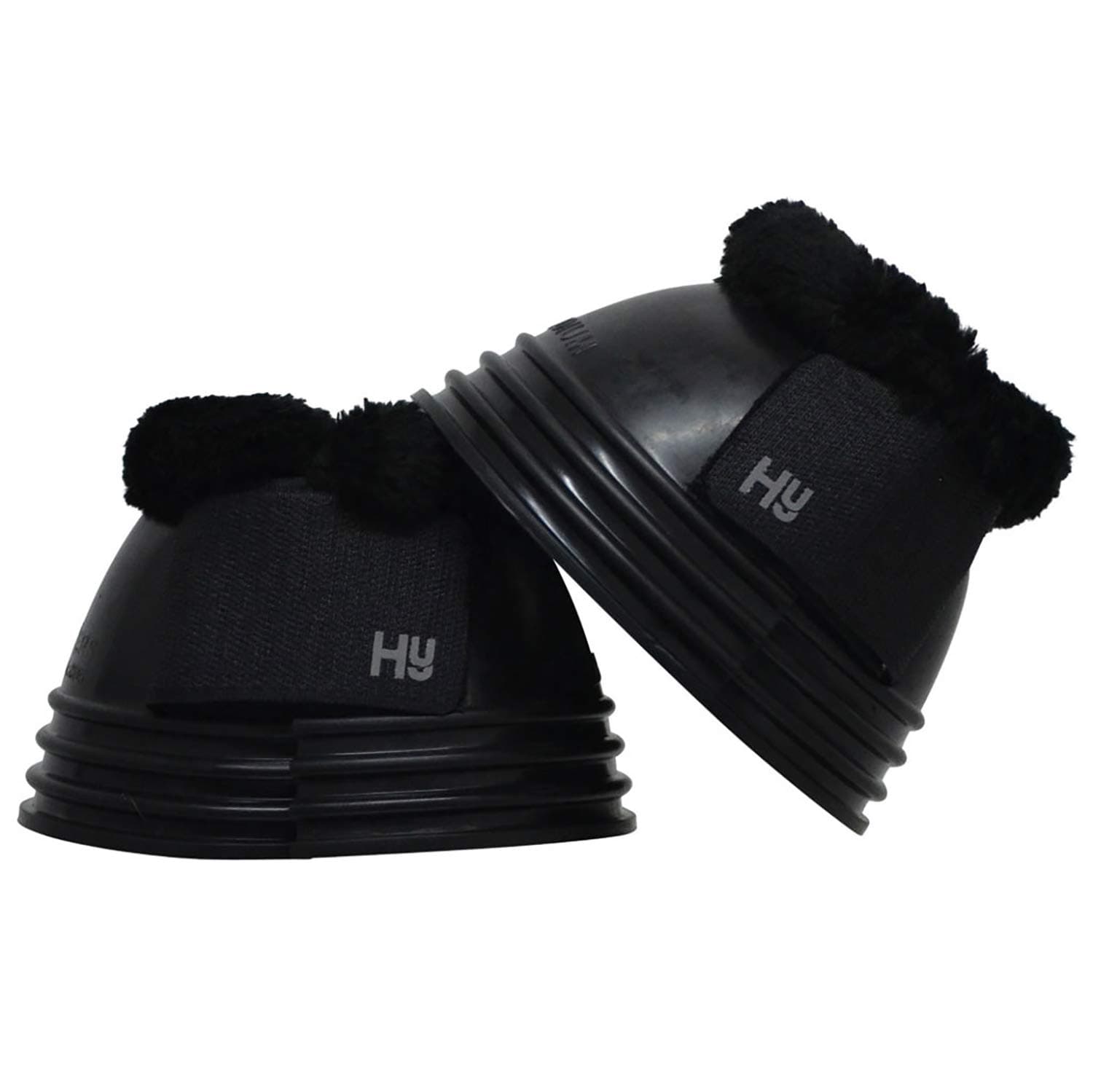 Hy Ringed Fleece Topped Over Reach Boots Full Size Black