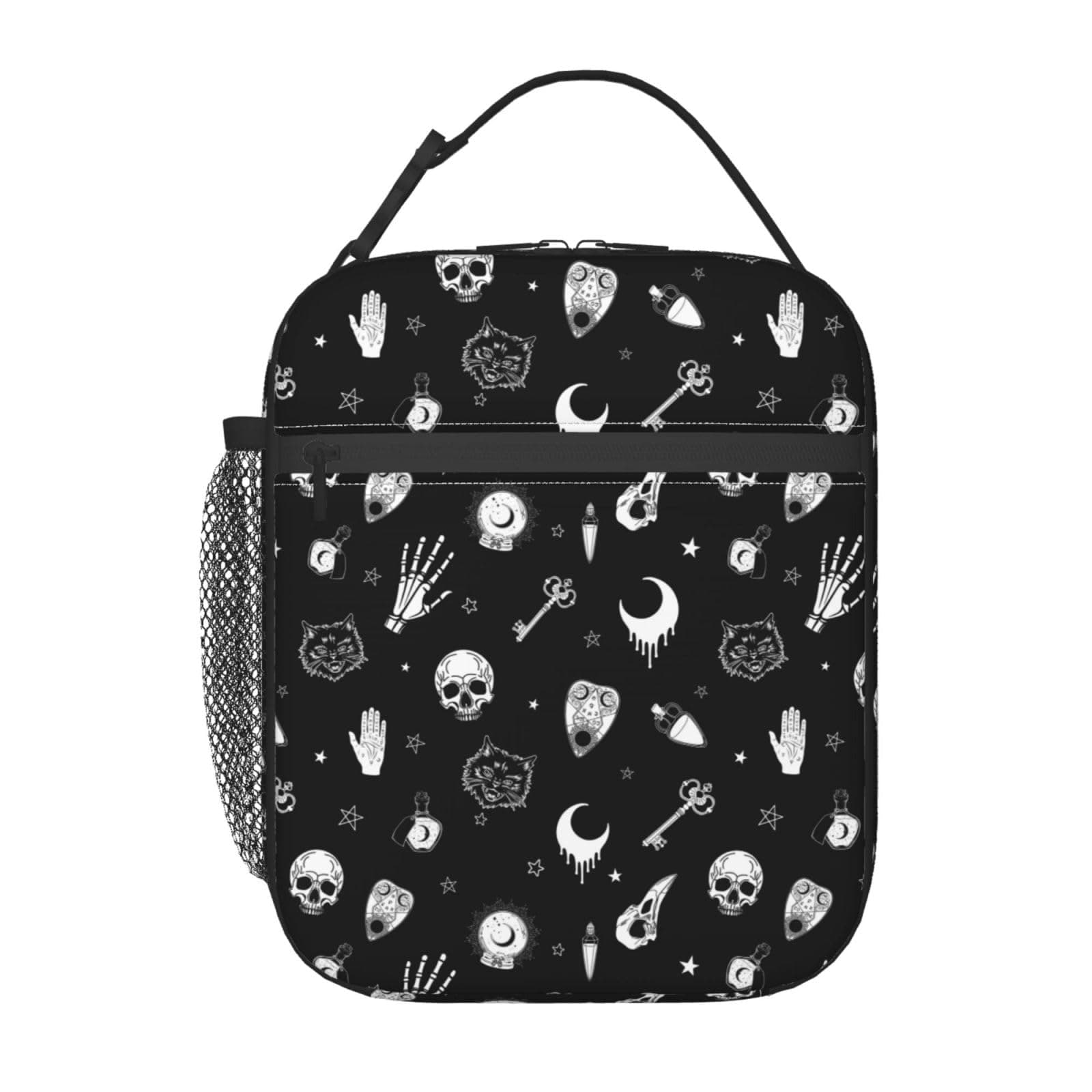 famliihw Gothic Skull Lunch Bag Insulated Reusable Lunch Box Thermal Cooler Tote For Men Women Work Travel Picnic Hiking