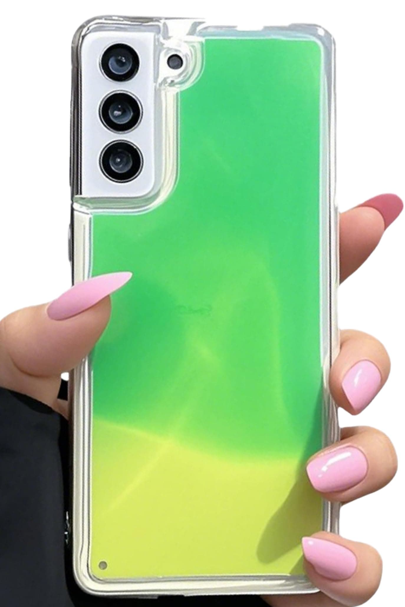 SGVAHY Fluorescent Case for Samsung Galaxy S22 Ultra, Luxury Fun Liquid Glow in The Darkness Quicksand Design Soft TPU Slim Shockproof Bumper Cover for Women Men Green