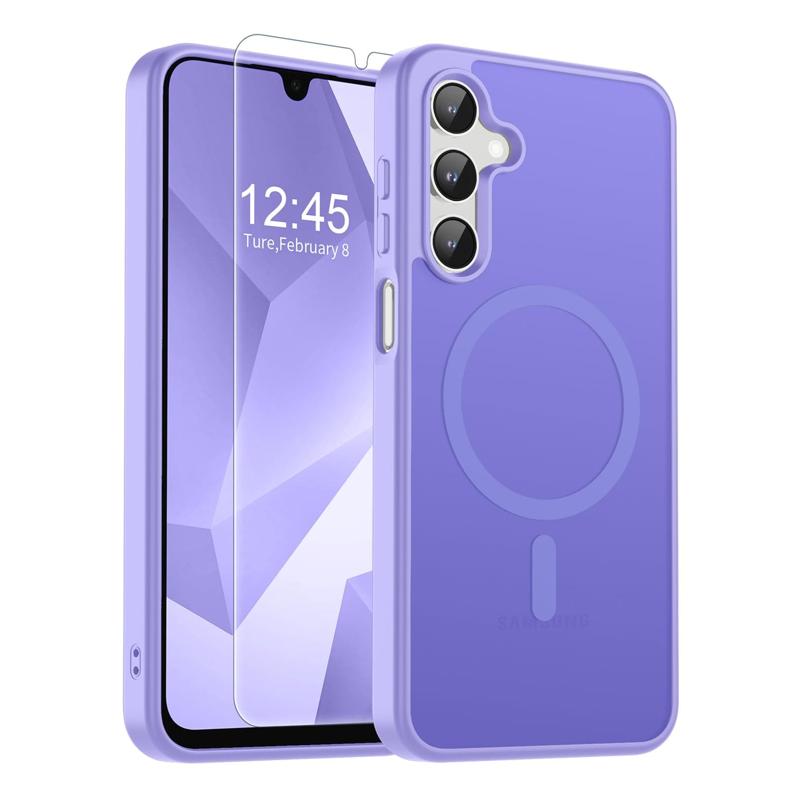SUPFINE Magnetic for Samsung Galaxy A16 5G Case with Screen Protector, (Built-in Magnets) (Military Grade Drop Protection) Slim Translucent Shockproof Phone Case,Purple