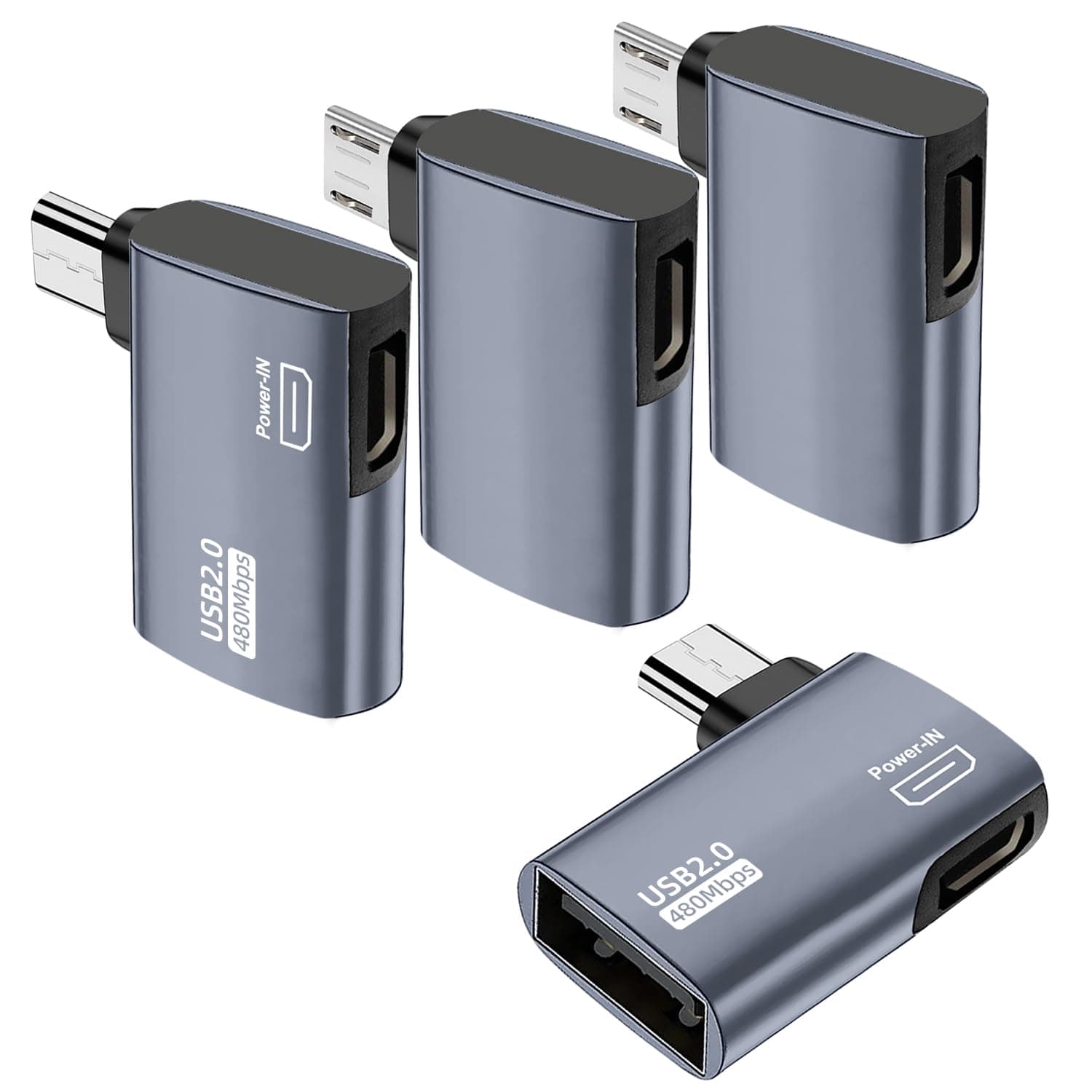 AreMe 4 Pack 90 Degree OTG Cable Adapter for Fire TV Stick 4K, Grey