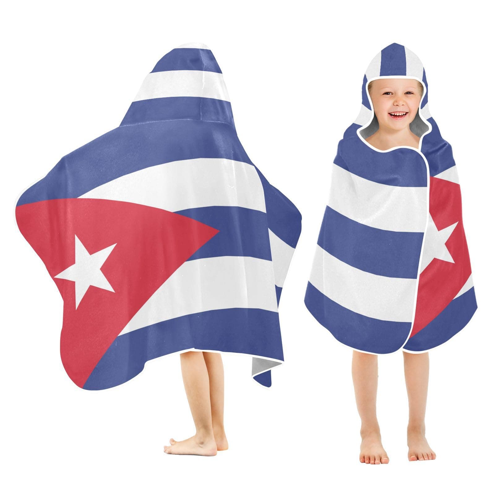 DOMIKING Cuba Flag Hooded Beach Towel for Kids Quick Dry Bath Towels Soft Towels Wrap for Boys Girls Toddlers 50x23.5in