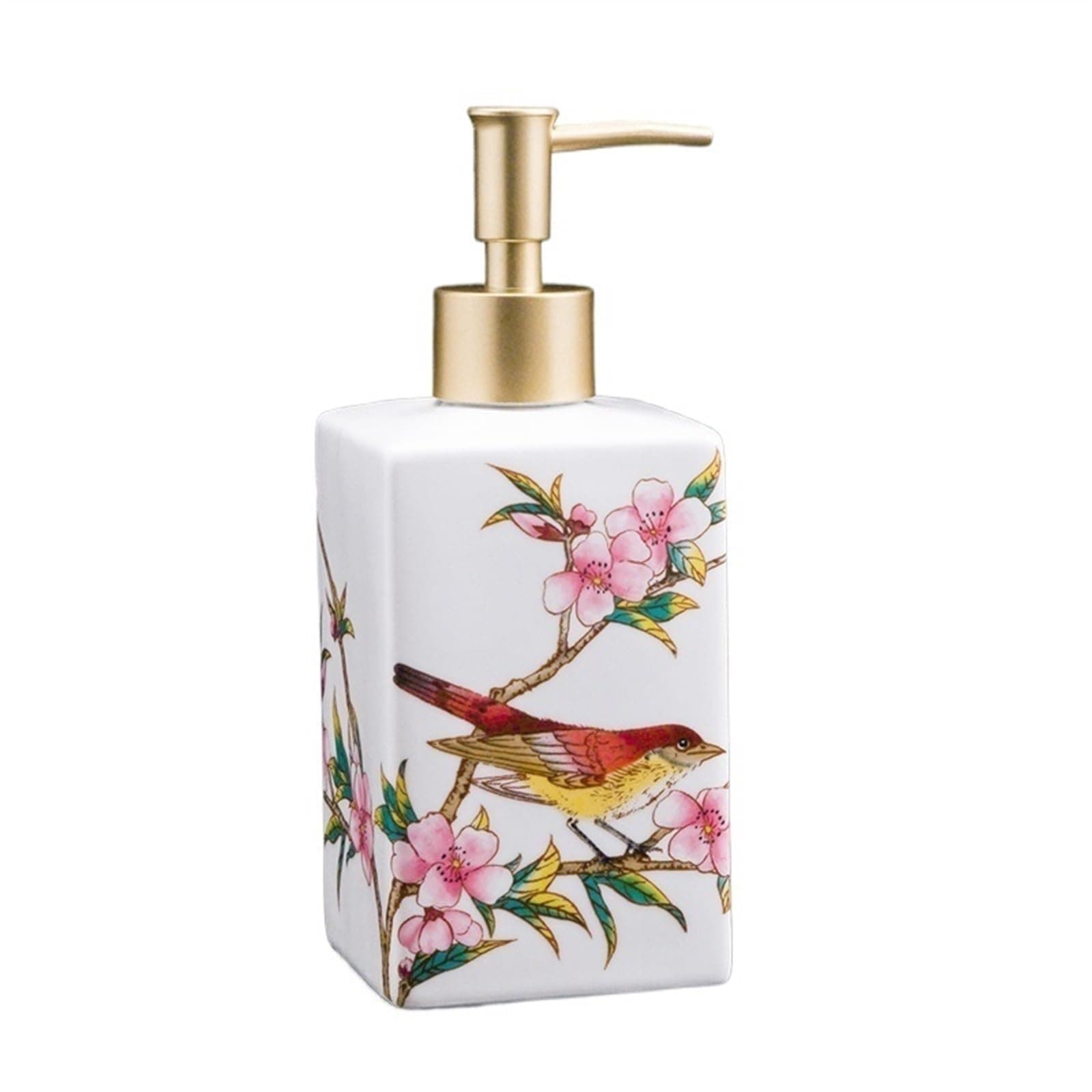 Soap Dispenser Hand Soap Dispenser, Ceramic Dish Soap Dispenser for Bathroom, Refillable Liquid Hand Soap Bottle with Matte Gold Pump for Bathroom Kitchen Laundry (A)