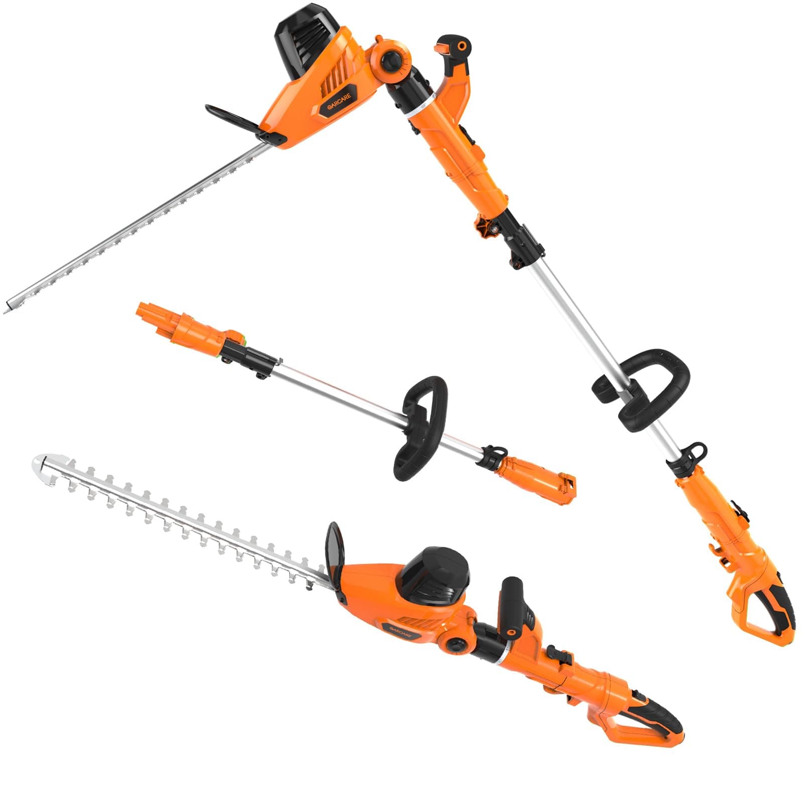 GARCARE 2 in 1 Corded Pole Hedge Trimmer with 18 Inch Laser Cutting Blade