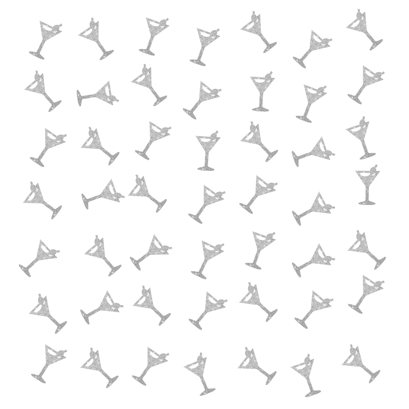 Set of 100 Silver Martini Glass Confetti, Silver Glitter Cocktail Glass Table Scatter, Margarita Smash Cake Decor for Martini Birthday/Bachelorette Party Decoration