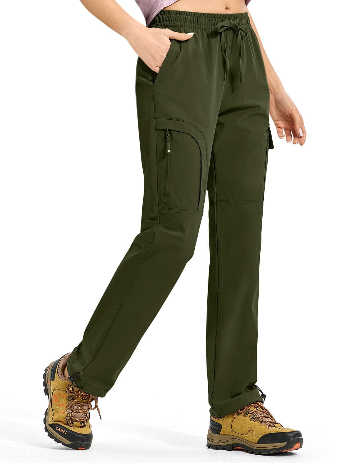 YSENTO Womens Cargo Pants Lightweight Water Resistant Quick Dry Camping Travel Hiking Pants with Pockets Army Green XL