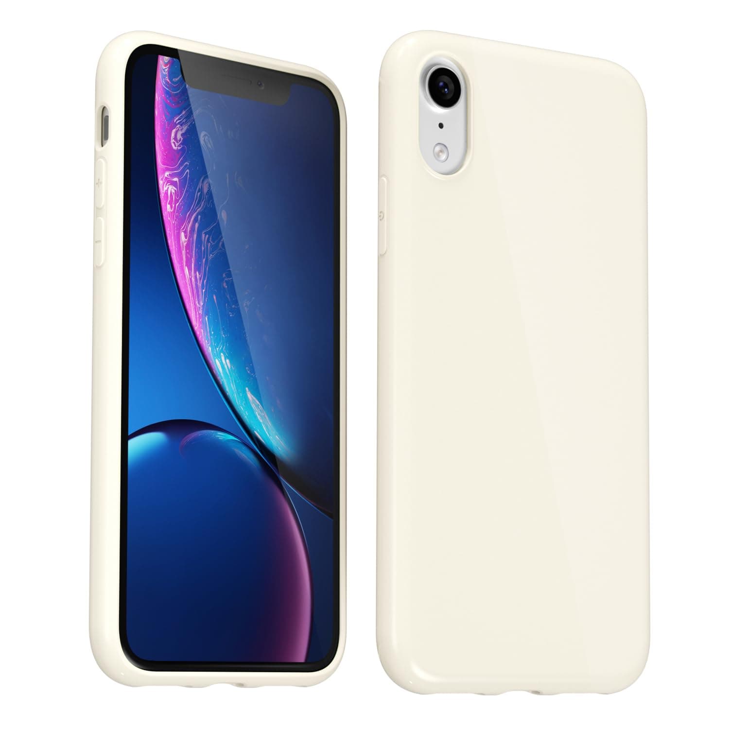 Svanove for iPhone XR Case Silicone, Glossy Soft Rubber Gel Jelly Cute Protective Plastic Simple Plain Phone Case Cover for Women Girl, Slim Thin Flexible Shockproof TPU, Beige Stone