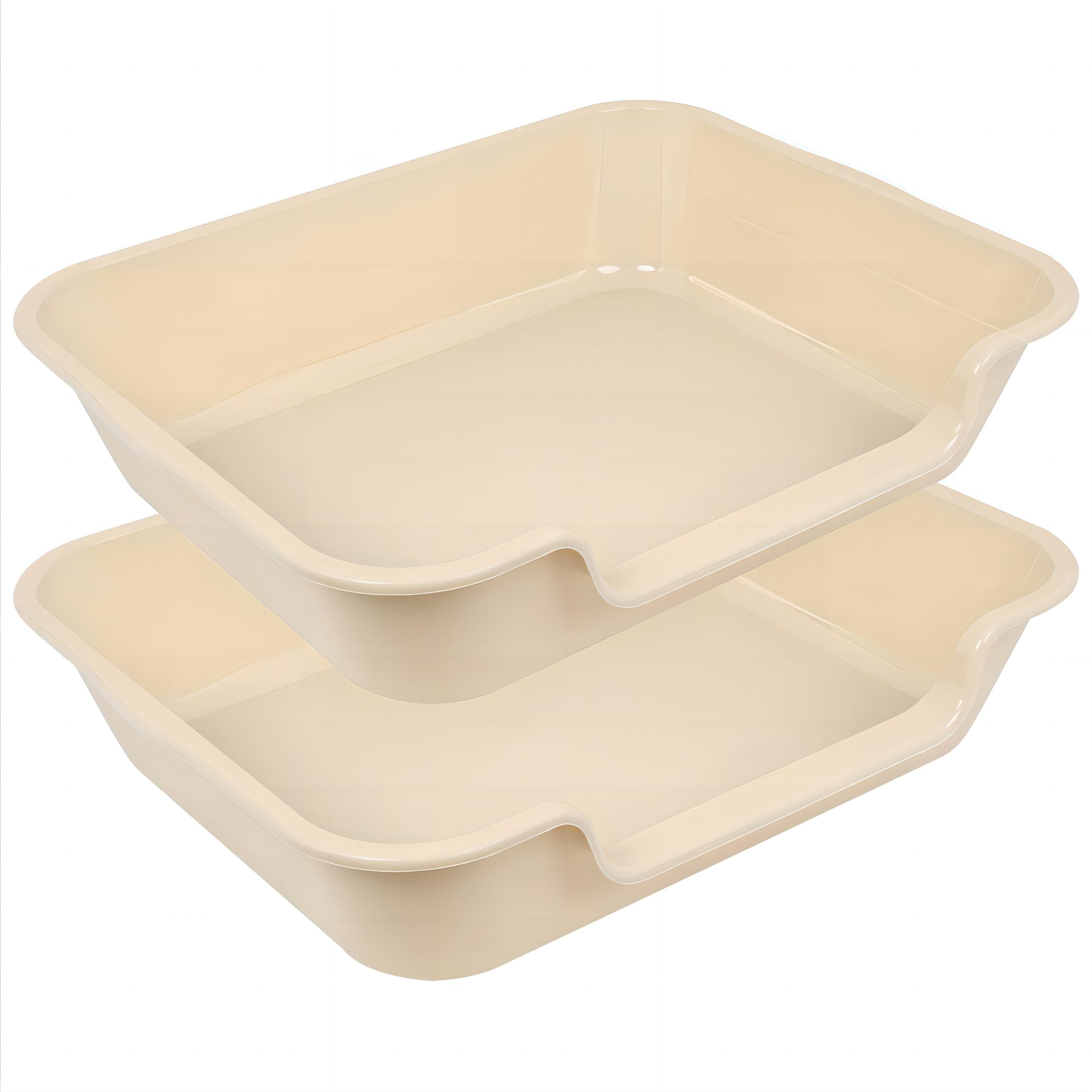 Blaucasa 2 Pack Extra Large Dog Litter Box Pan Tray (ABS Material), Low Entry Jumbo Senior Litter Boxes for Multiple Kitten Big Cats, Pet Safe Indoor Dog Potty (Sandbeach, 24" L x 20" W)