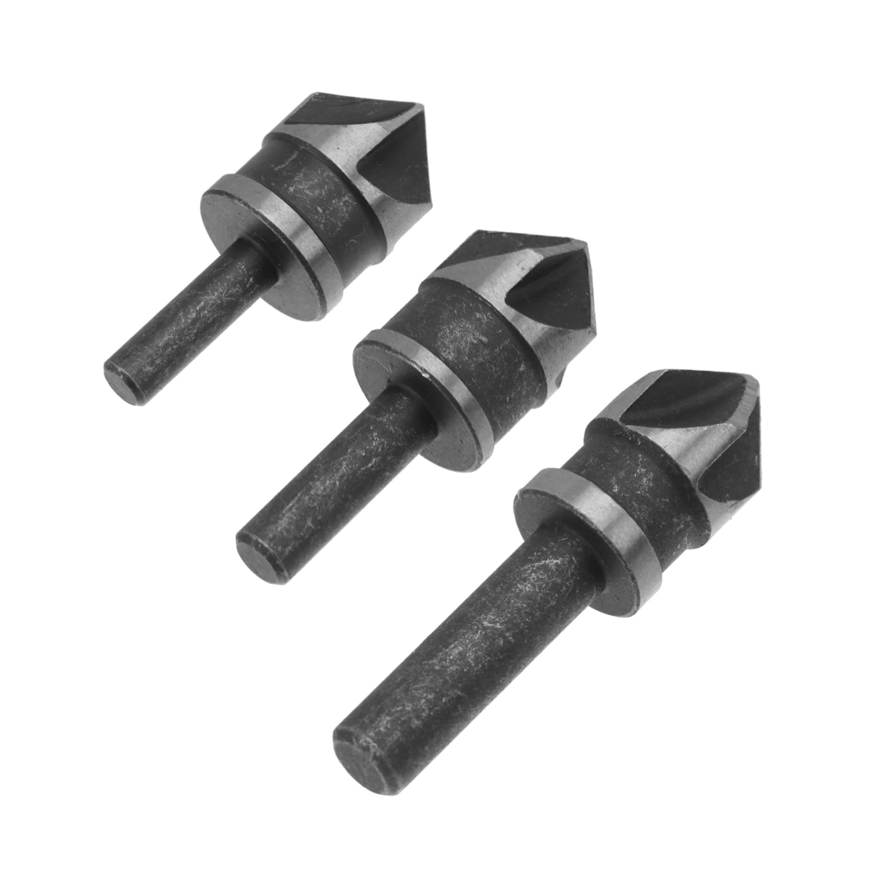 HOLIDYOYO 3pcs High-Speed Steel Round Handle Chamfer Tool 90 Degree Woodworking Drill Bits for Deburring and Countersinking