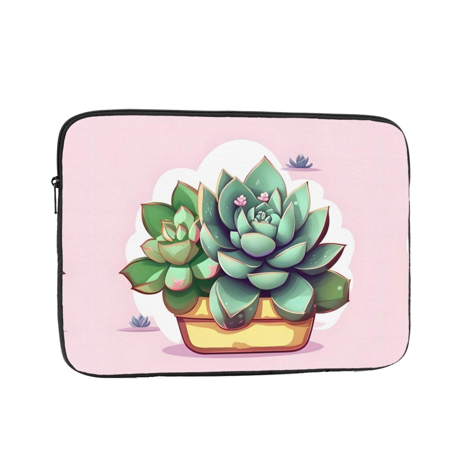 Cartoon Succulents Unisex Shockproof Laptop Sleeve, Made of high-Density Oxford Fabric, Convenient Zipper Opening