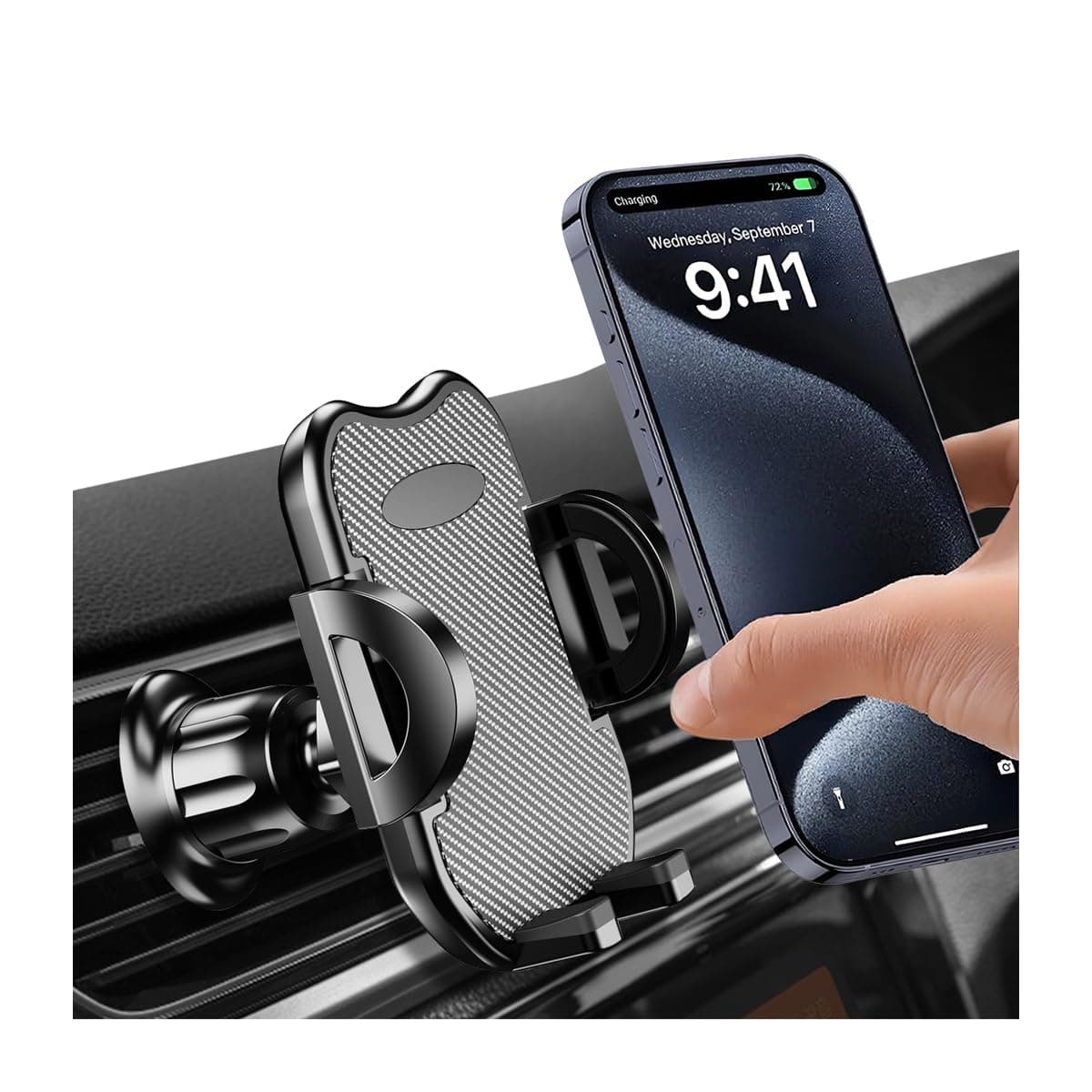 Sandfren Adjustable Car Air Vent Phone Holder with Clamp, Carbon Fiber