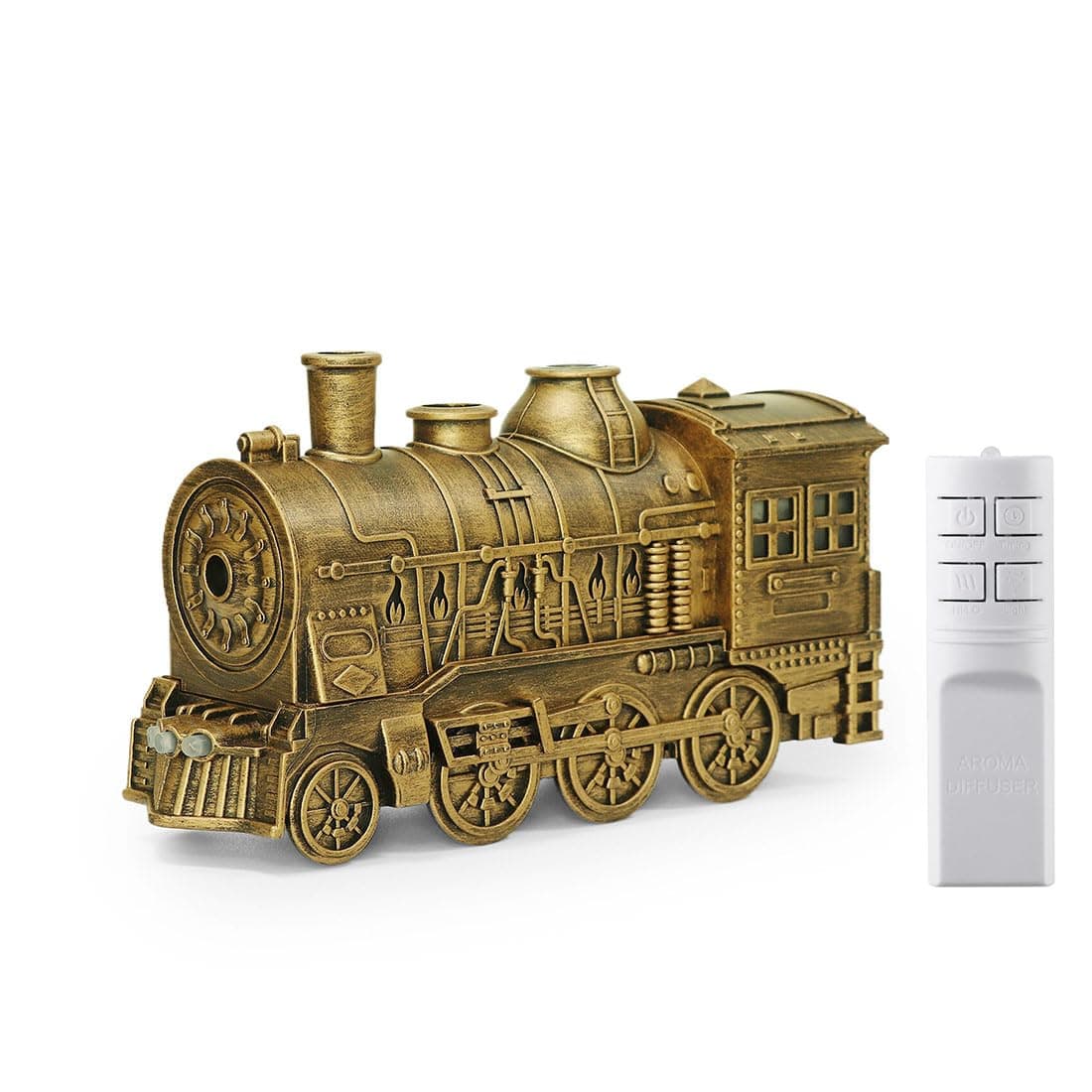 XMBRICDIYY 300ML Vintage Essential Oil Diffuser, Steam Train Style Humidifier with 2-Color LED Light, 2 Mist Modes, Scentdiffuser with Auto Shut-Off, Aromatherapy for Bedroom Office