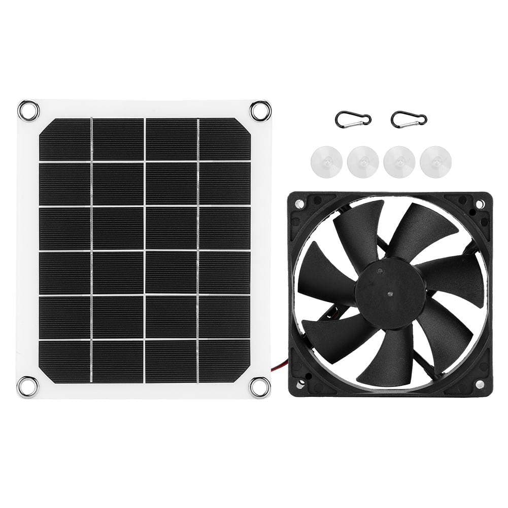 Solar Exhaust Fan, USB Solar Panel Fan 6V 10W Outdoor Monocrystalline USB Charging for Greenhouse Chicken Pet Houses