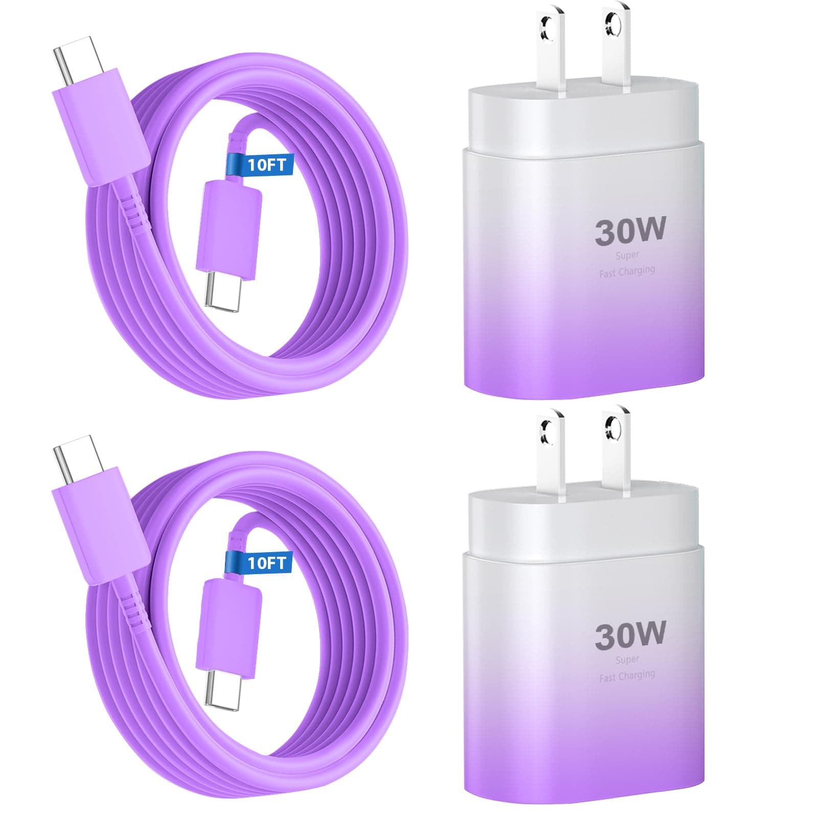 Phone 17 16 15 Charger Fast Charging,30W USB C Phone 17 16 15 Pro Max Charger Block&10FT Long Type C Cable Cord for i.Phone 17/17 Air/17 Pro/17 Pro Max/16/16 ProMax/15/15 Pro Max,Purple Gradient