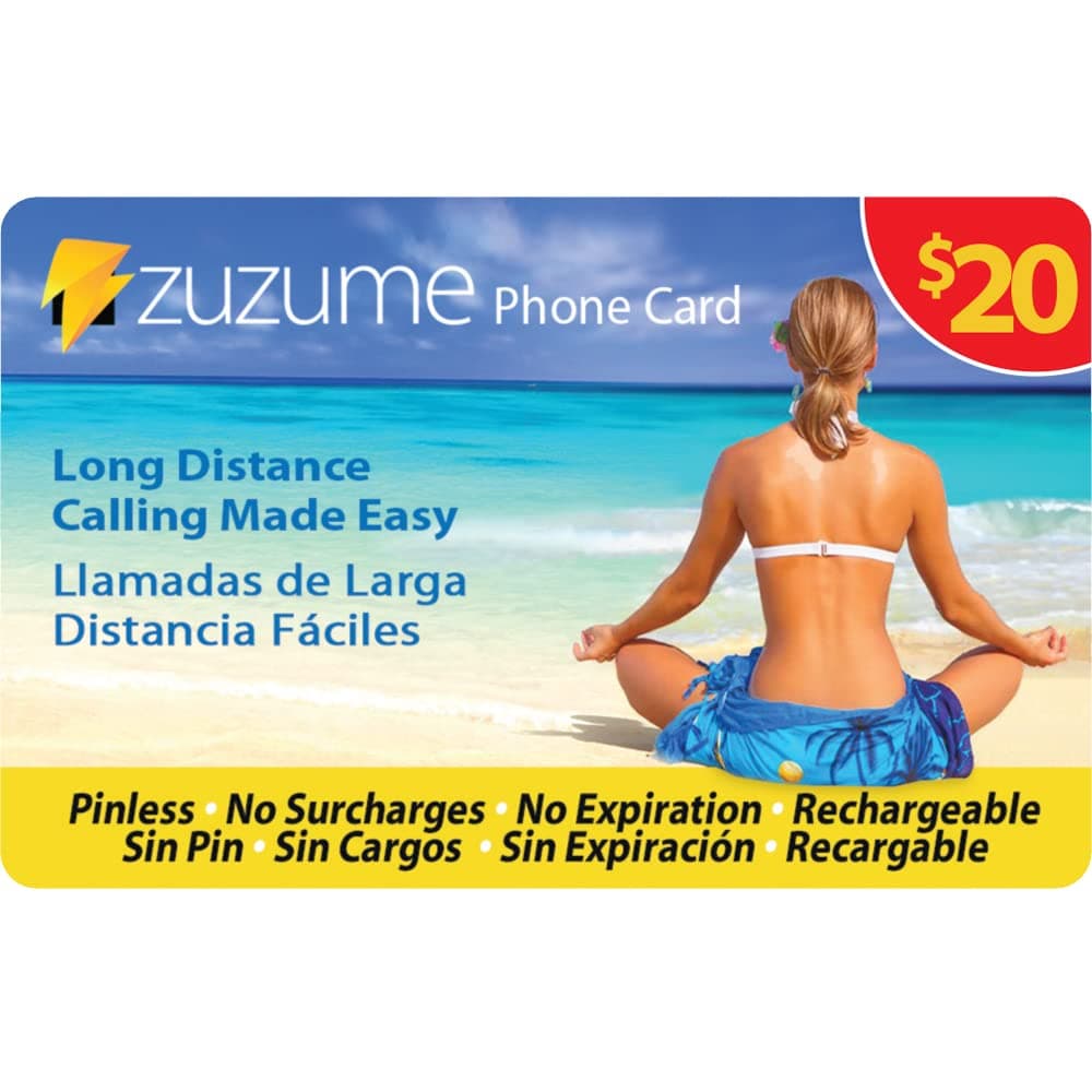 Zuzume Domestic and International Calling Card Up to 689 minutes | PINless, No Expiration, No Hidden Surcharges Prepaid Phone Long Distance Calling Cards | 20 CAD