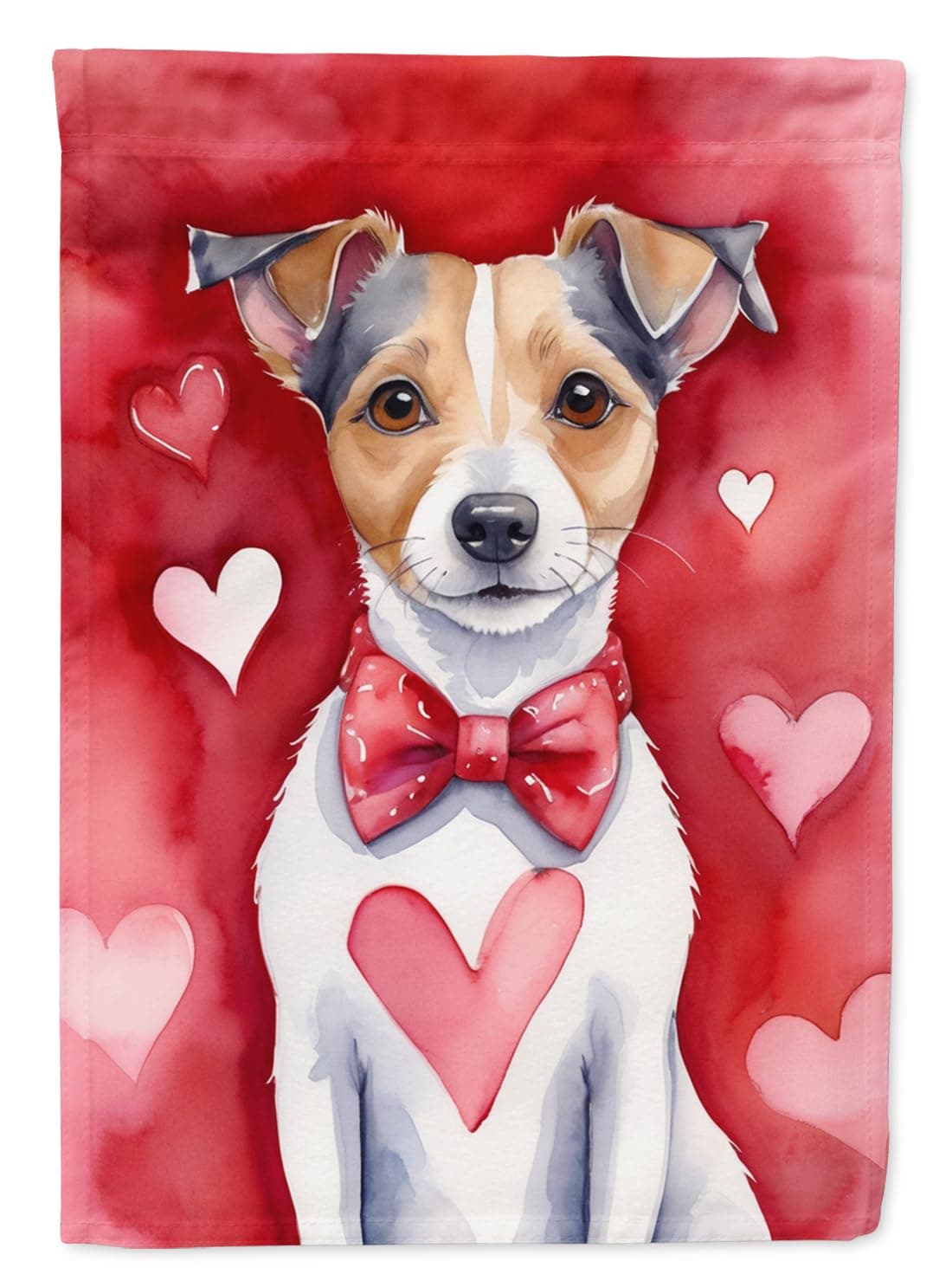 Caroline's Treasures DAC5368CHF Jack Russell Terrier My Valentine House Flag Large Porch Sleeve Pole Decorative Outside Yard Banner Artwork Wall Hanging, Polyester, House Size, Multicolor