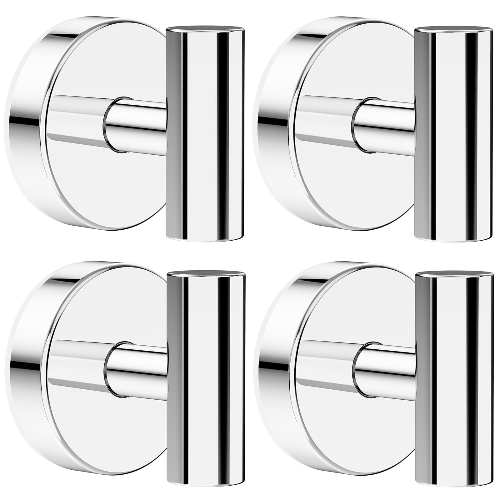 Bntuk Suction Cup Hooks, Shower Hooks for Inside Shower – Removable Towel Hooks for Bathroom Window Glass Mirror Tile, Bath Robe Looafh Hook for Hanging – Waterproof & Rustproof, Chrome (4 Pack)