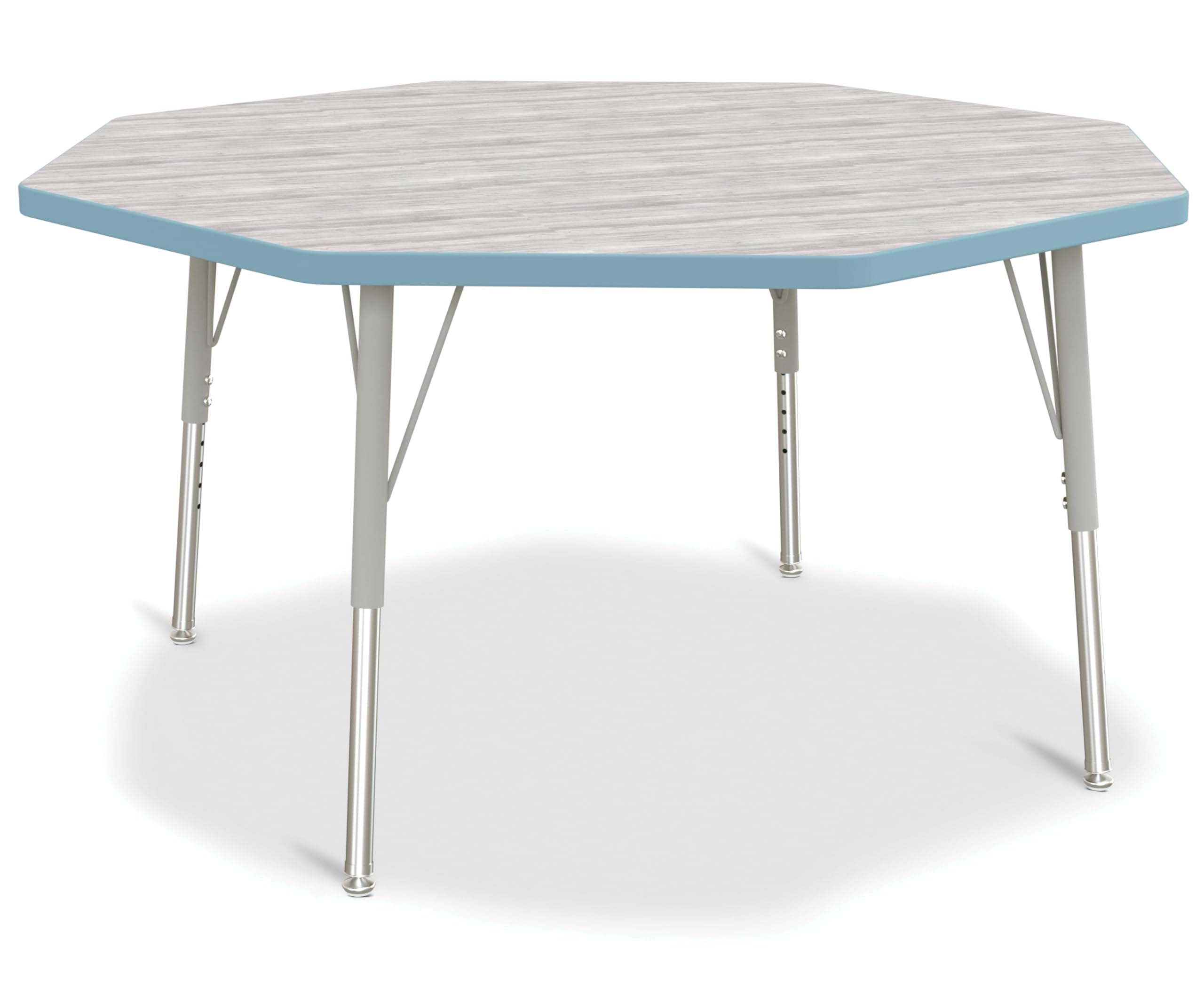 Octagon Activity Table - 48" X 48", E-Height - Driftwood Gray/Coastal Blue/Gray