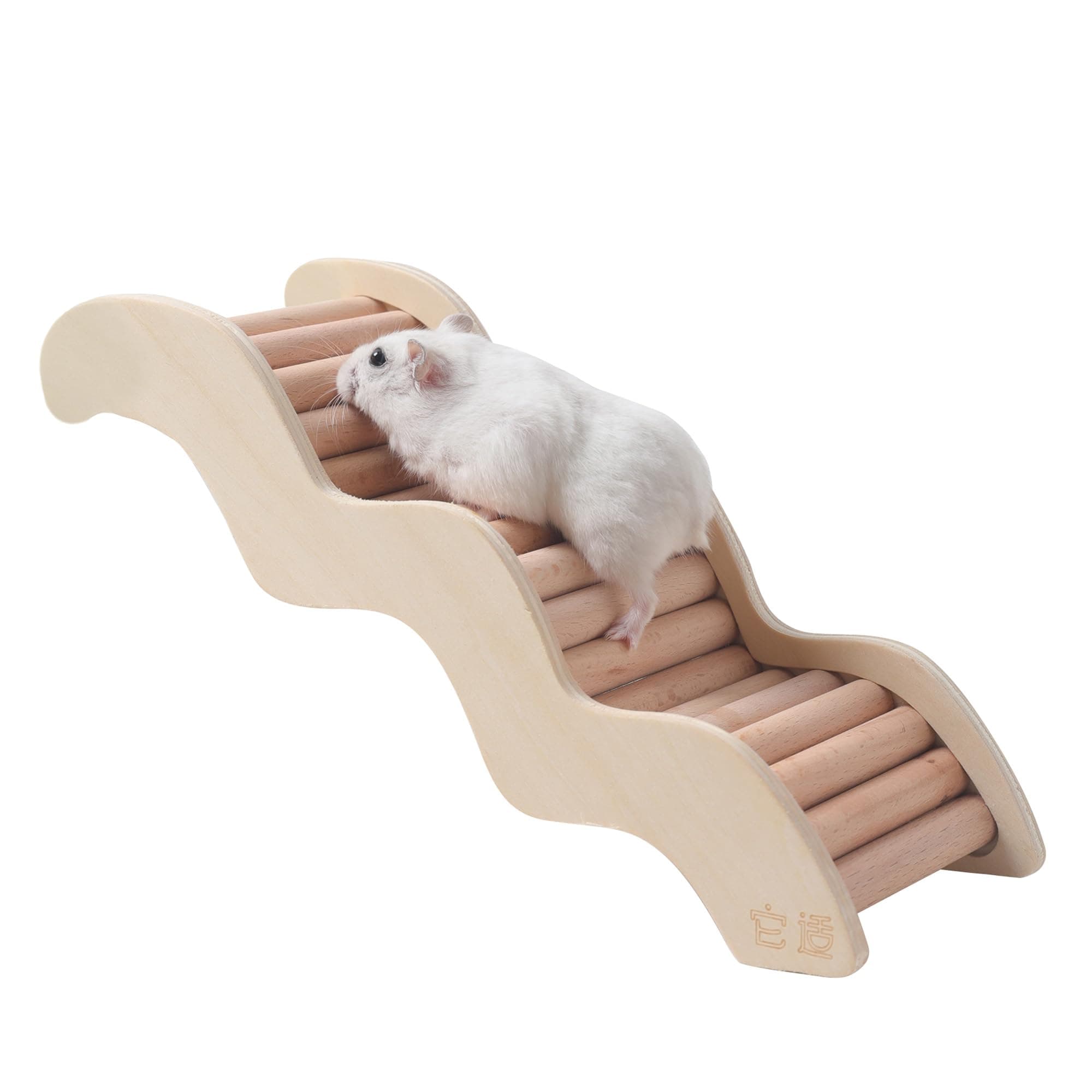 Tafit Wooden Hamster Climbing Ladder Bridge – 9.53 x 3.54 x 1.64‑inch