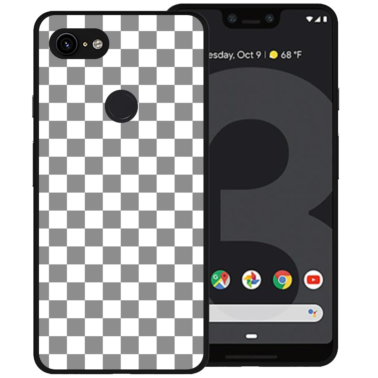 zaztify Phone Case for Google Pixel 3 XL/Pixel XL3, Grey White Grid Plaid Regular Lattice Checkered Checkerboard Cute Shockproof Protective Anti-Slip Soft Cover Shell