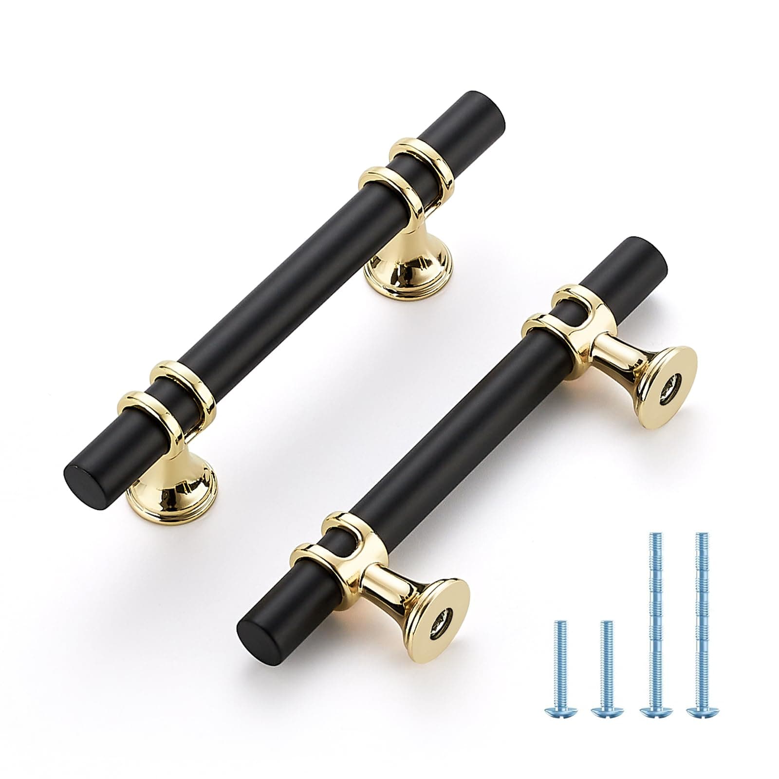 HOME EDIT Matte Black & Gold Cabinet Handles, T-Bar 3 Inch, 10 Pack