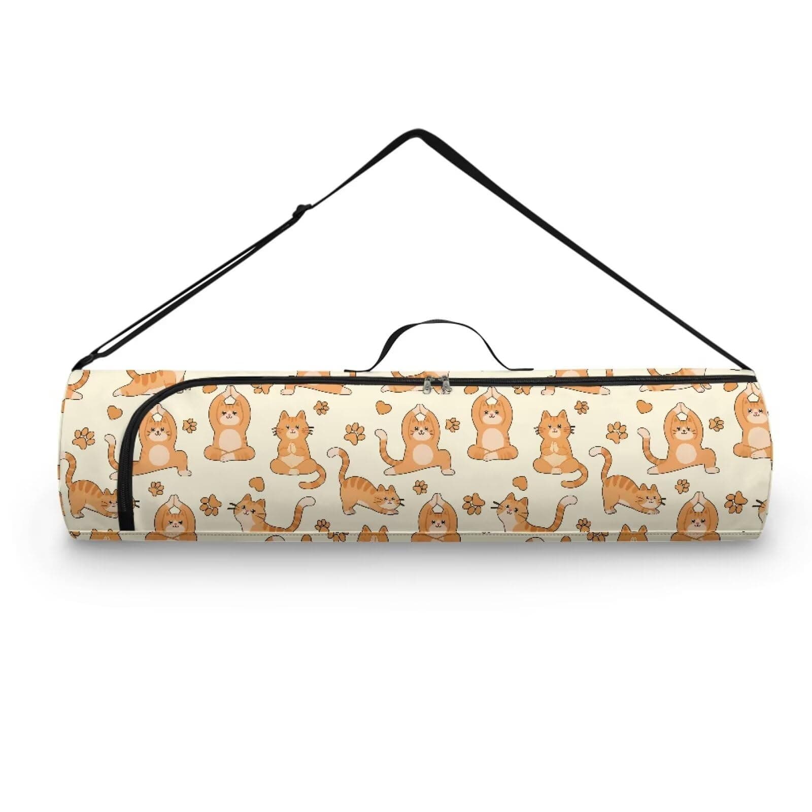 ZCFYGDX Yoga Mat Bag with Adjustable Strap, Heavy-Duty Polyester Exercise Mat Carrier with Zipper & Handle, for Yoga Instructors & Enthusiasts, 30x6.3in Only Bag Creative Cat Footprint Print