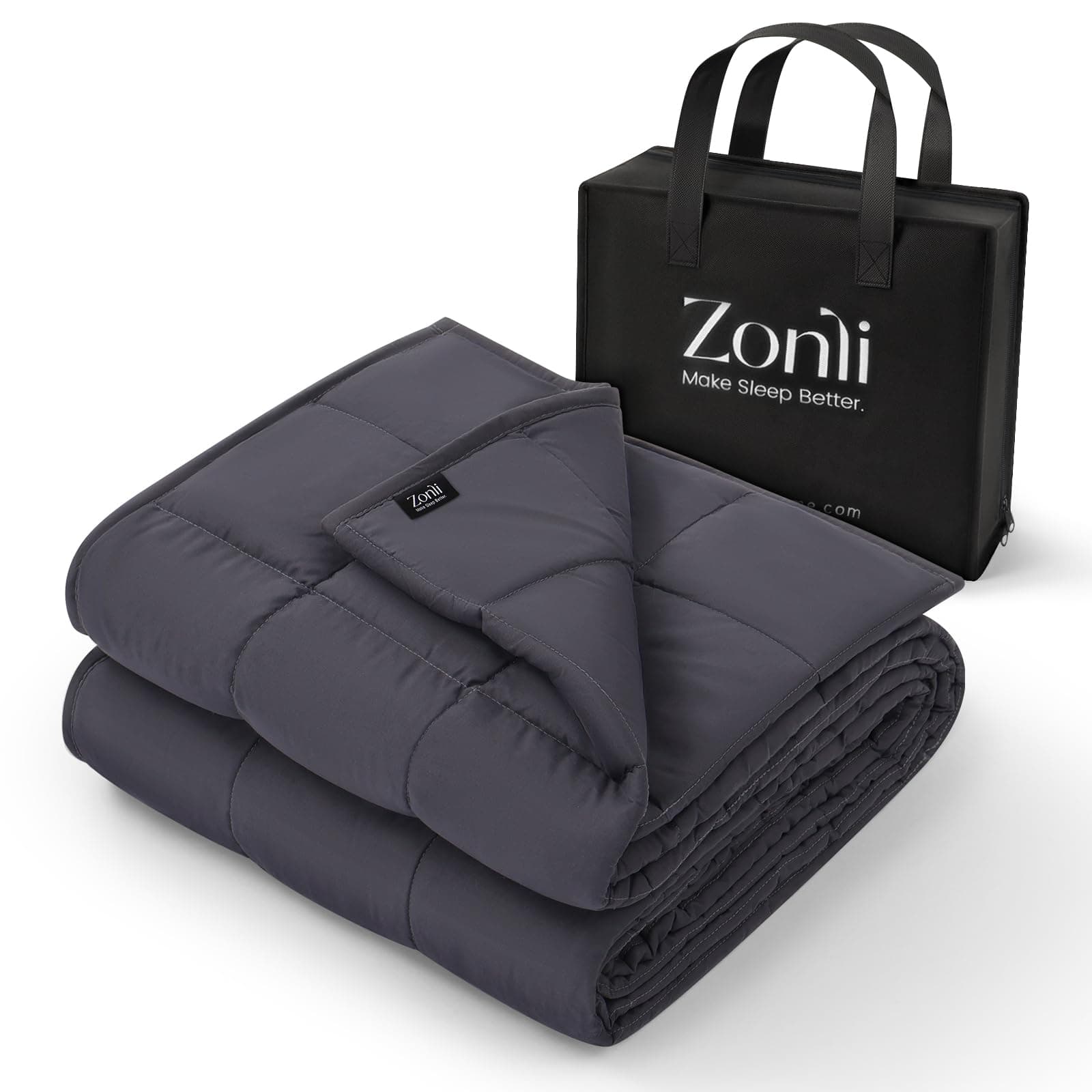 ZonLi Adults Weighted Blanket 20 lbs | 60'x80' | Cooling Weighted Blanket for Adults 180-220 lbs | Grey | Premium Cotton with Glass Beads