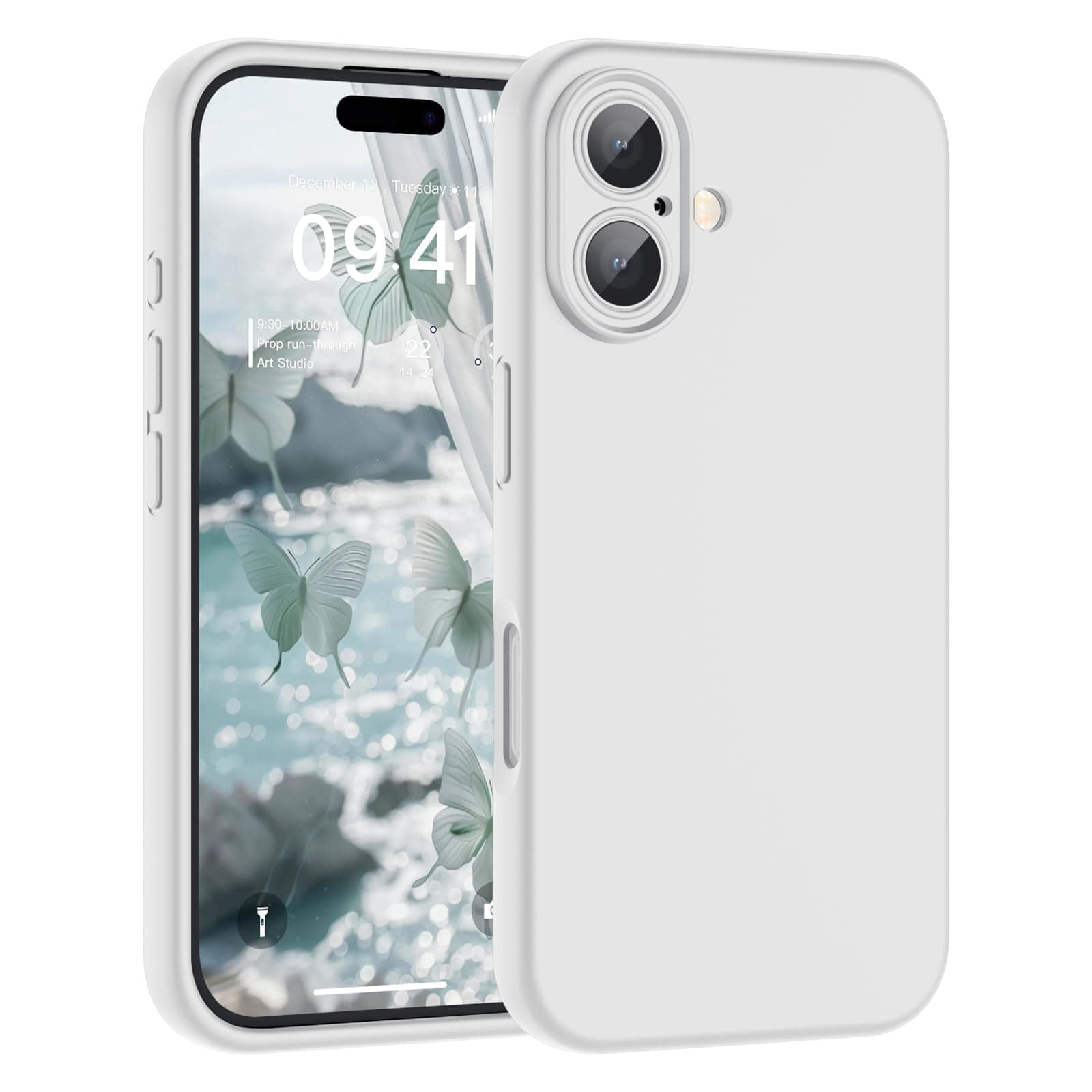 SUPFINE Designed for iPhone 16 Plus Case,Premium Liquid Silicone with [Soft Anti-Scratch Microfiber Lining][Upgraded Camera Protection] Slim Shockproof Protective Phone Case for Men Women Girls,White