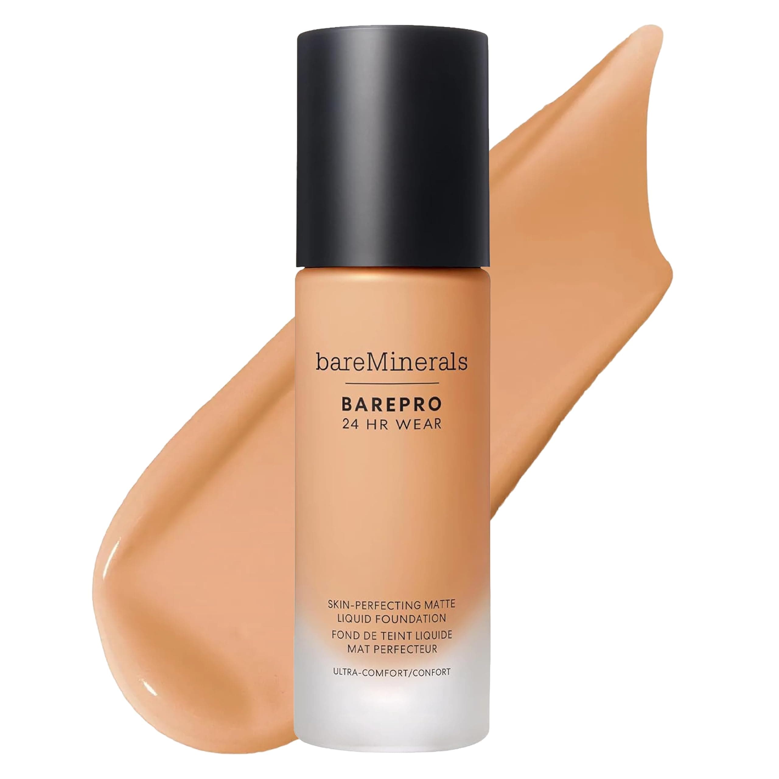 bareminerals Barepro 24HR Wear Matte Liquid Foundation Mineral, Full Coverage Foundation Makeup for Mature Skin, Oil-Free, Vegan