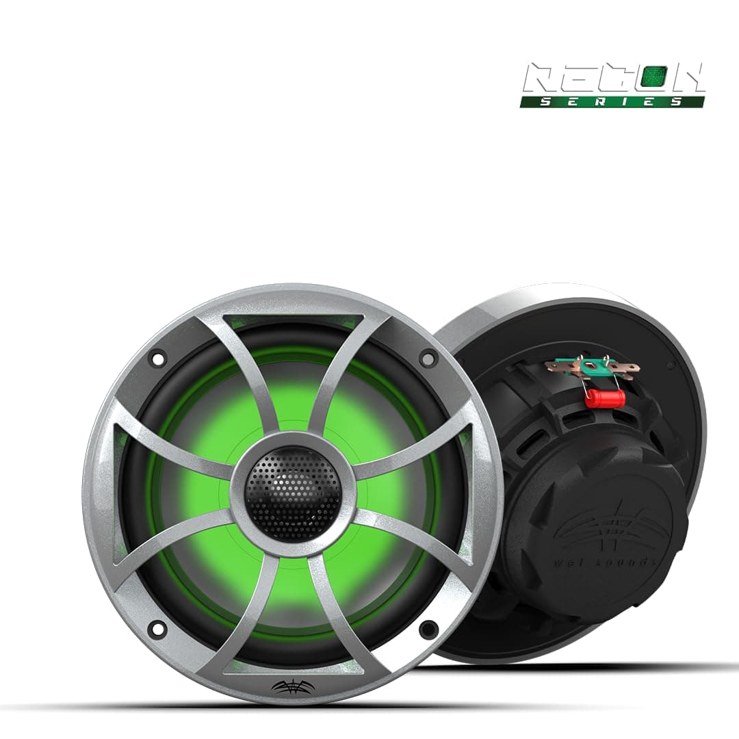 wet sounds | Recon 6-S RGB | High Output Component Style 6.5" Marine Coaxial Speakers with Silver Grille and RGB Backlighting