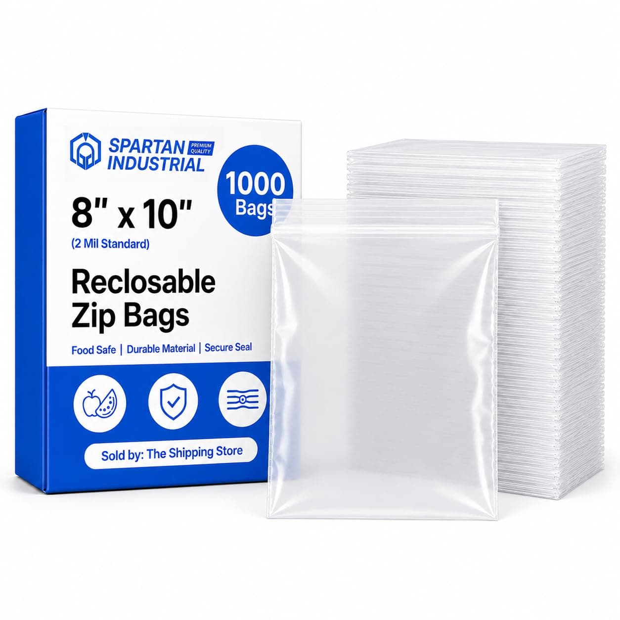 8” X 10” (1000 Count) Quart Clear Reclosable Zip Plastic Poly Bags