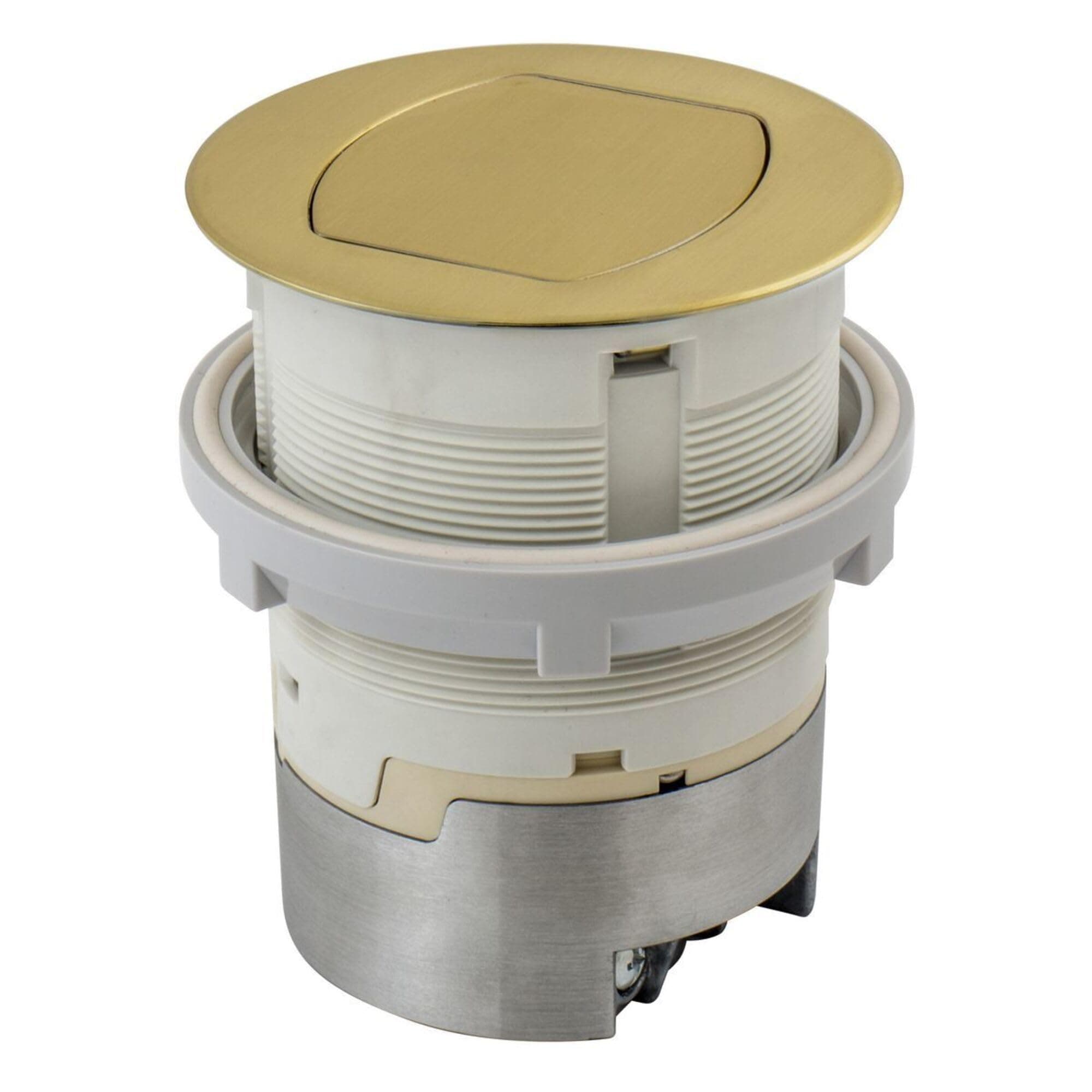 Bryant Electric RCT201BR 15A 125V Tamper Resistant Pop-Up Countertop Receptacle Flush Mount, 15 Amp, Brushed Brass