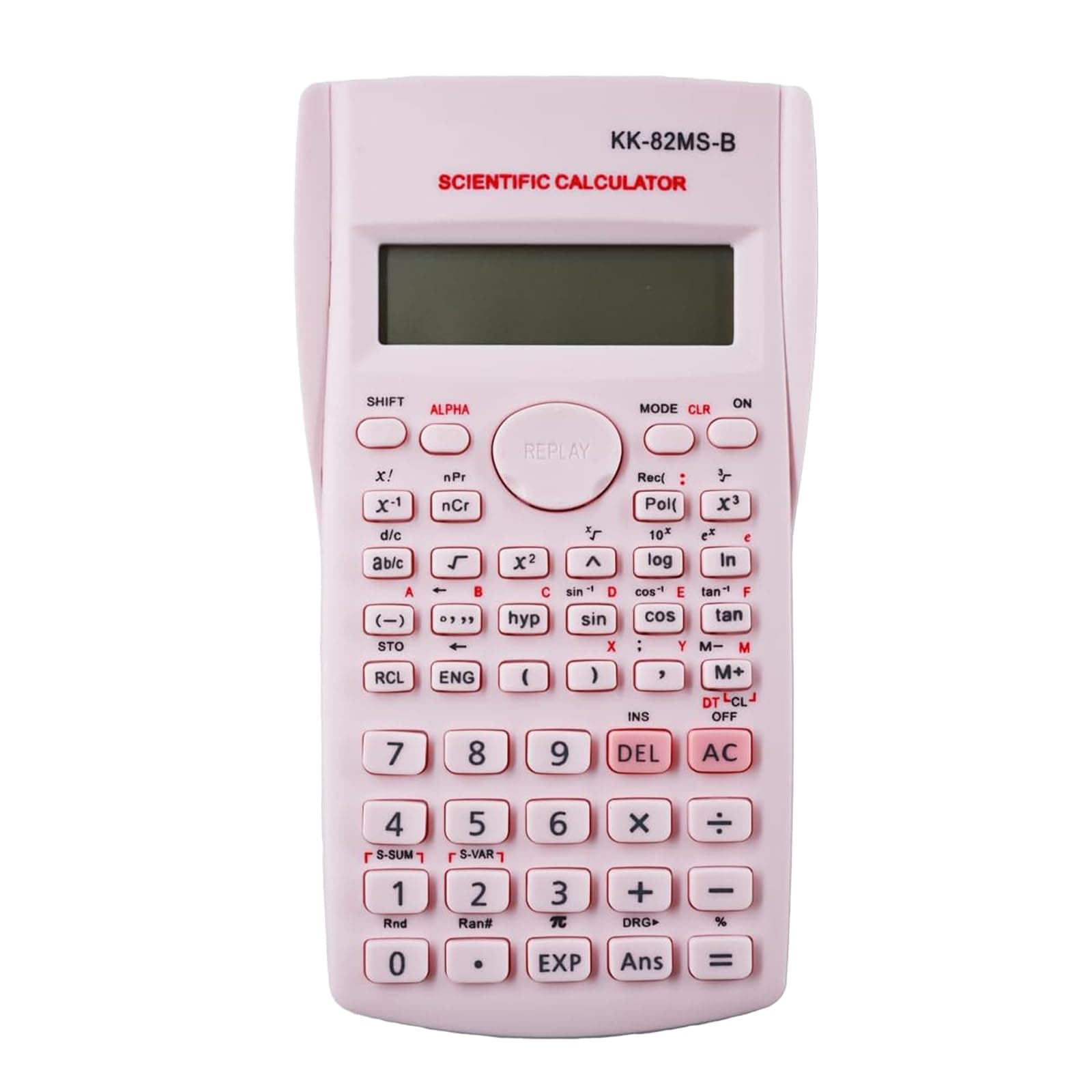 KK-82MS-B Scientific Calculator with 240 Function, 10-Digit Engineering and Financial Student Calculator with 2-Line Display, Suitable for School and Business (Pink)