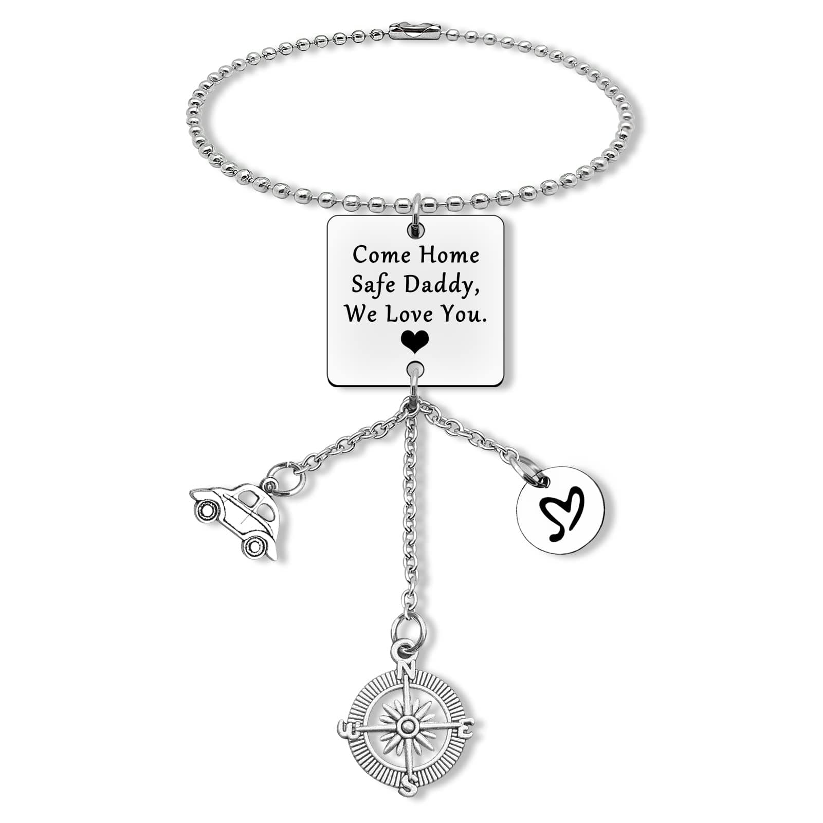 Come Home Safe Daddy We Love You Hanging Ornaments Car Pendant for Home Vehicle Fathers Day Jewelry Gift for Birthday Police Firefighter Military Gift Trucker Driver Gift Car Rear View Mirror Charm