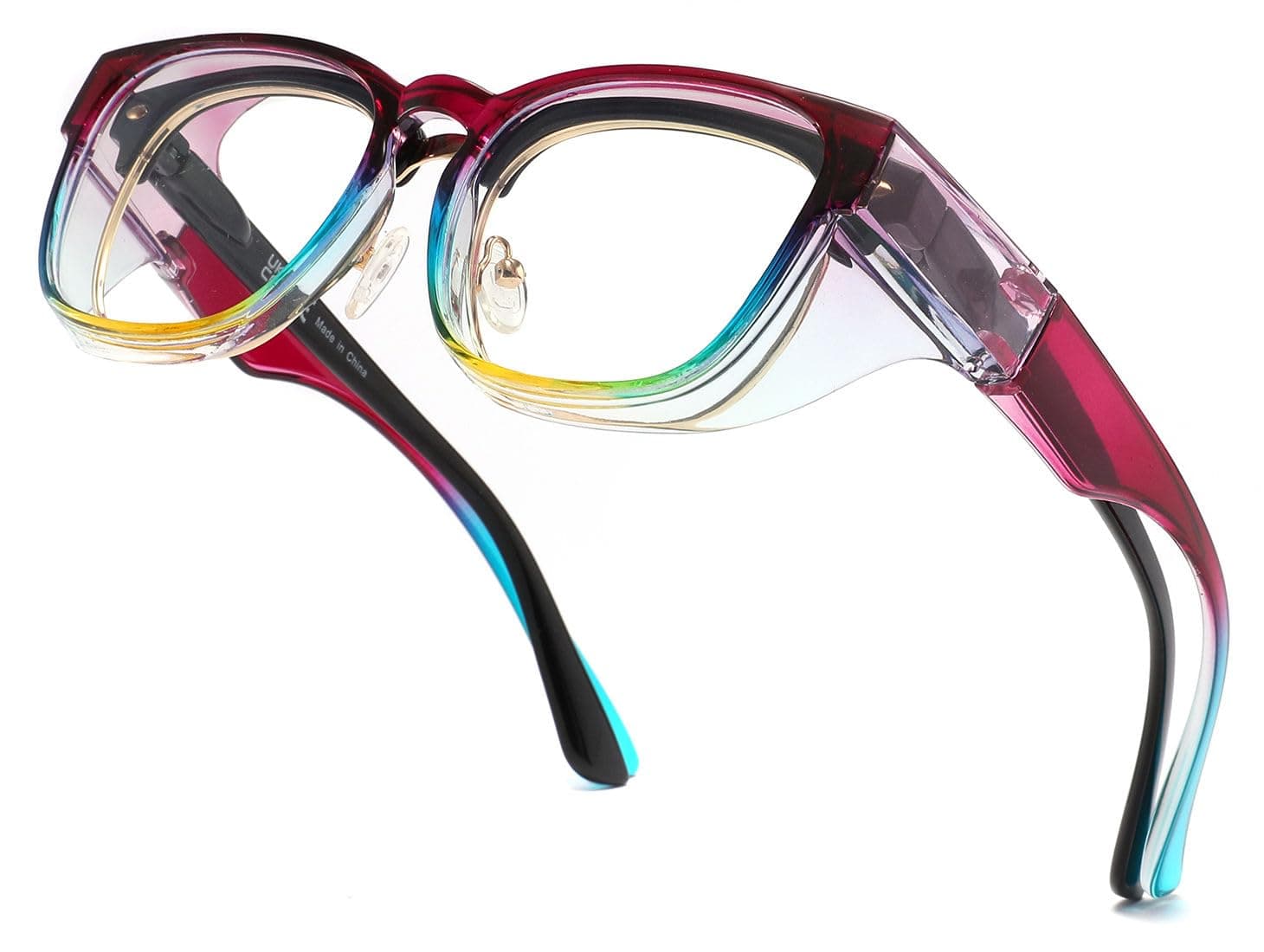 Alsenor Safety Glasses Anti Fog Goggles Fit Over Prescription Eyewear Blue Light Blocking Oversized Eyeglasses For Men Women (Oversized-Rainbow)