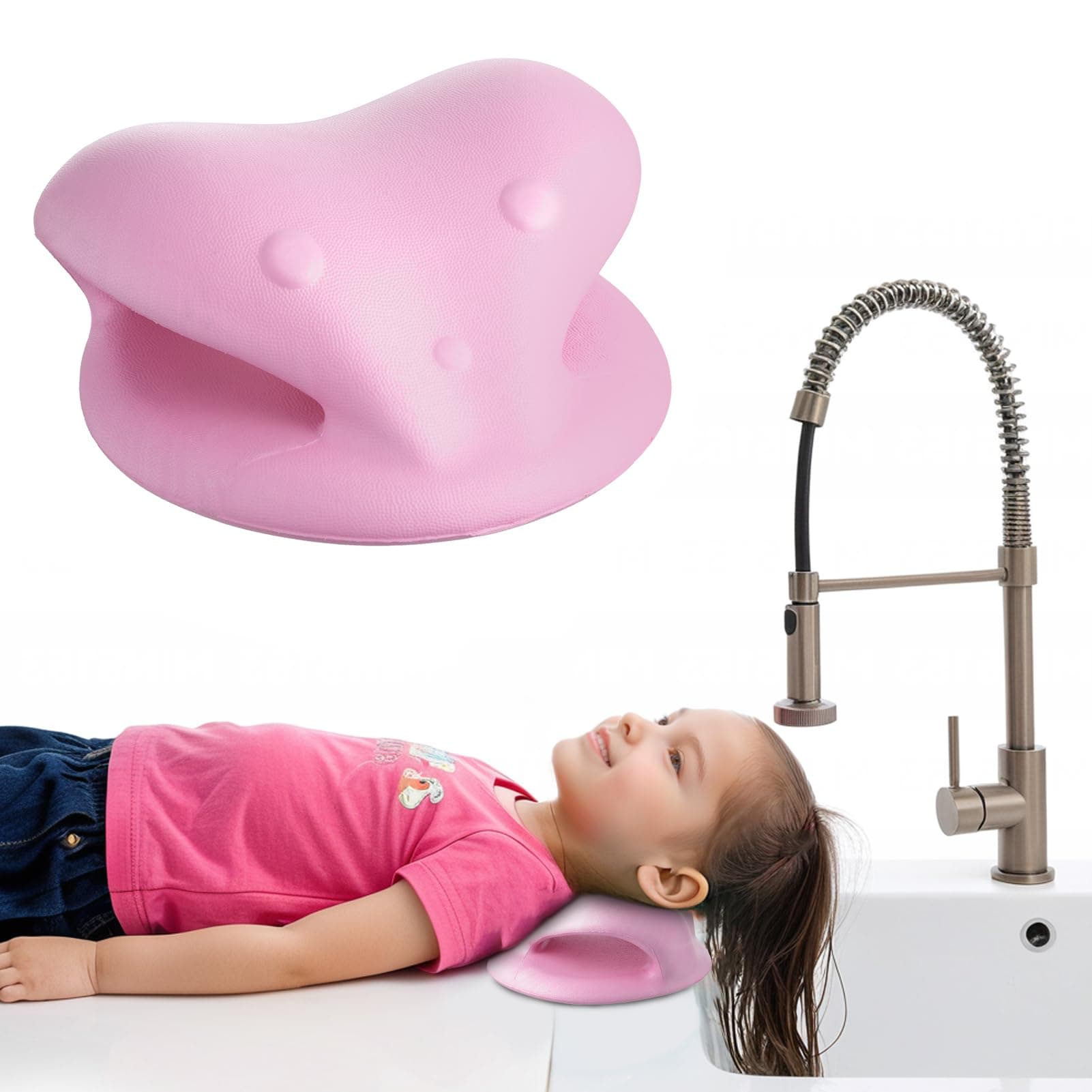 Hair Washing Station for Kids,7.3 x 6.9 x 3.1 in Ergonomic Kids Hair Washing Station,Sink Hair Washing Neck Pillow for Wash Time,Portable Hair Wash Basin for Children on Bathtub,On Floor,or Sink