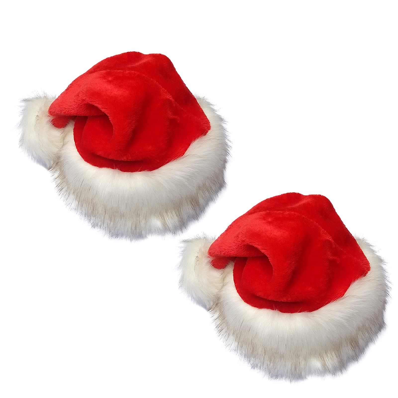LOXASUM Upgraded Thick Santa Hat Velvet for Adults Big Cap Comfort Double Liner Plush Red
