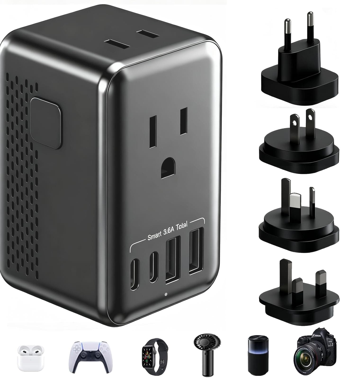 220V to 110V Converter Voltage Converter US to Europe Voltage Converter for Hair Dryer with 2 USB A and 2 USB C, European Travel Adapter Power Converter Adapter Combo from US to Italy UK AU..