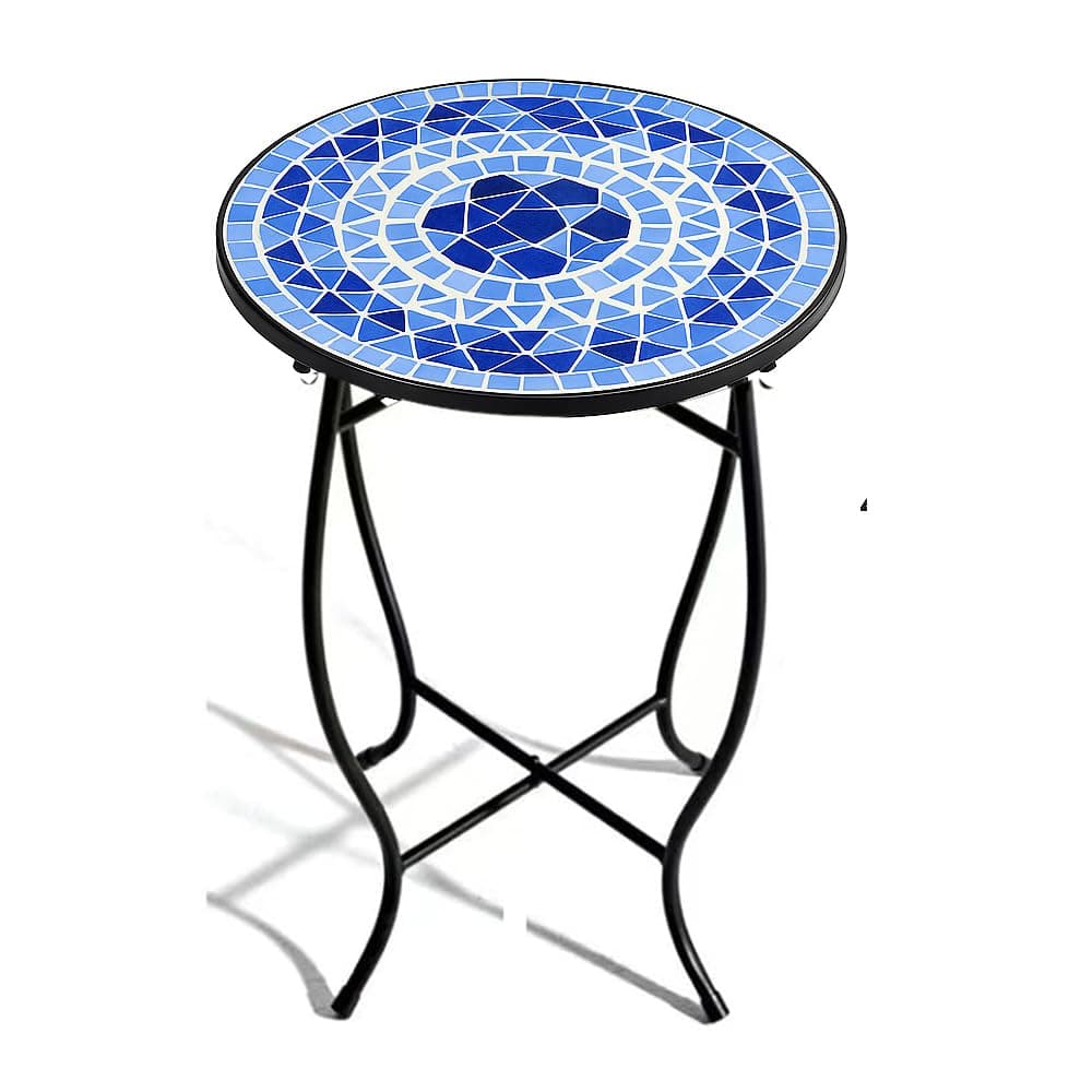 17" Tall Patio Side Table, 14 Inch Round Side Table, Weather Resistant Anti-Rust Metal Indoor Outdoor Side Table for Patio Yard Porch Balcony Bedside Garden