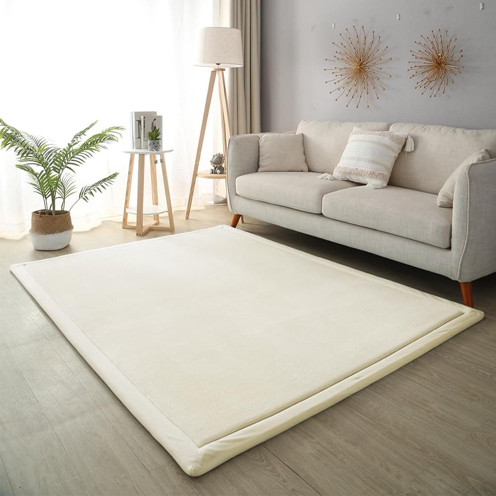 LOARTEE Coral Velvet Play Mat, Memory Foam Non-Slip Crawling Floor Rug