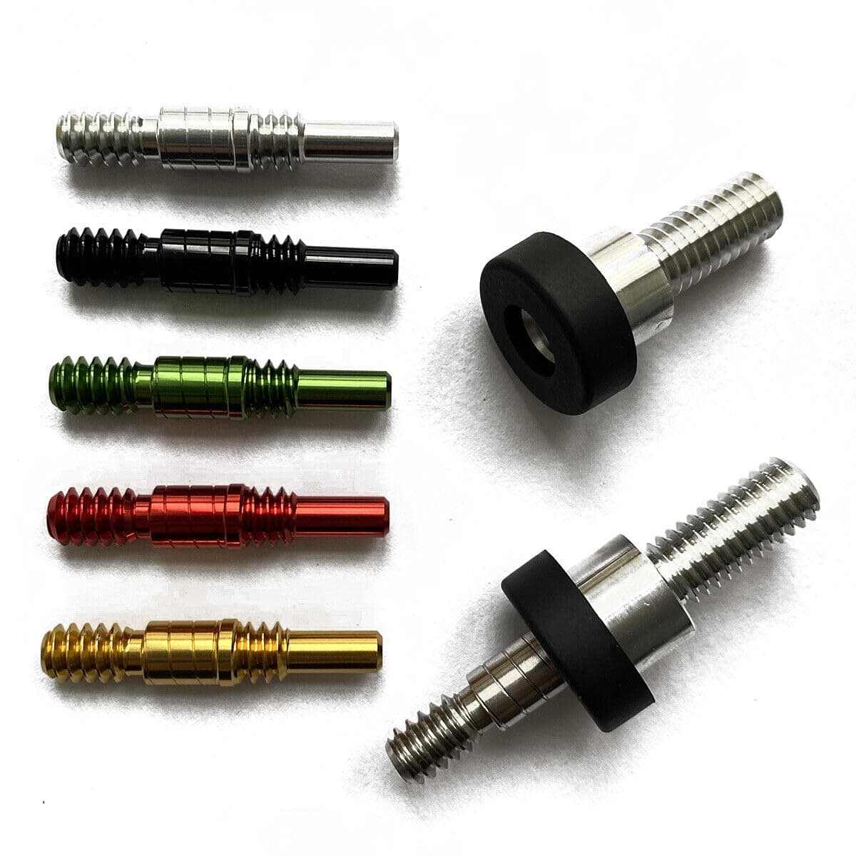 3/8-16 Pool Cue Plug Bumper Set Extension Kit - Many Pin Colors in Option (Silver Aluminum)