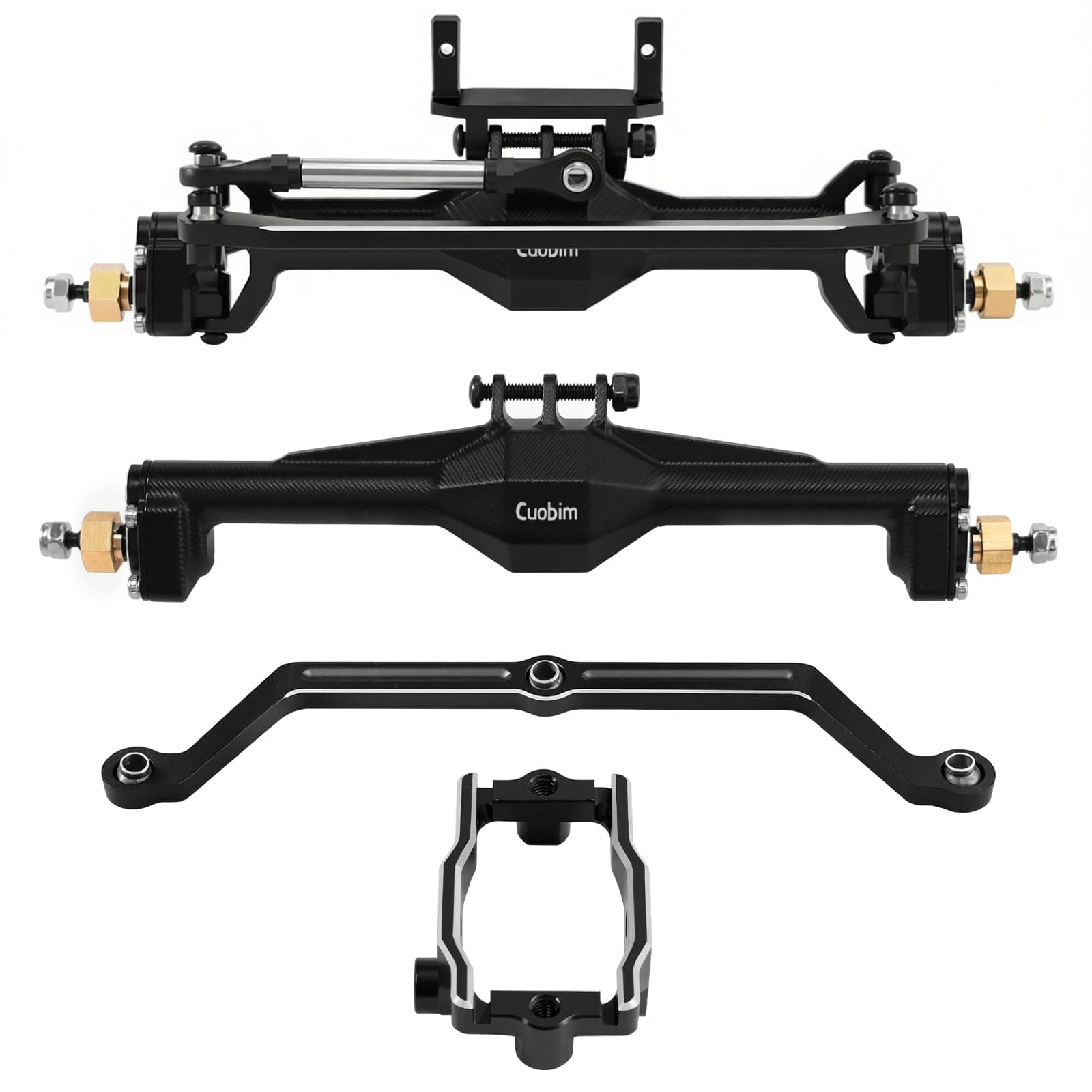 Cuobim TRX4M Portal Axles +20mm Extended CNC Aluminum Axle Set, 3.67:1 Gear Ratio w/Dual Servo Mounts, Hardened CVD Shafts for 1/18 Traxxas TRX-4M Rock Crawler Upgrade (Black)