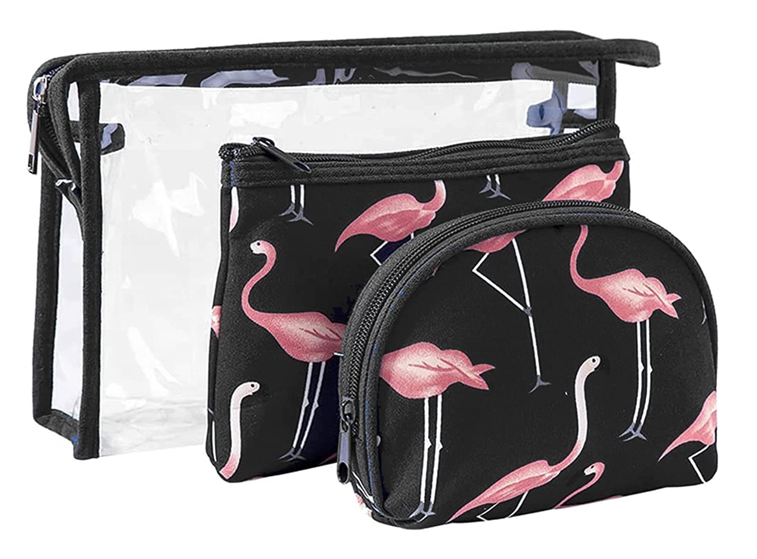 Household Culture Flamingo Makeup Bag Set for Women Portable 3 Different Sizes Toiletry Bag for Travel Daily Use for Women Girl (Flamingo Assorted ColorSet of 3), Cosmatic Pouch, Cosmatic Pouch,