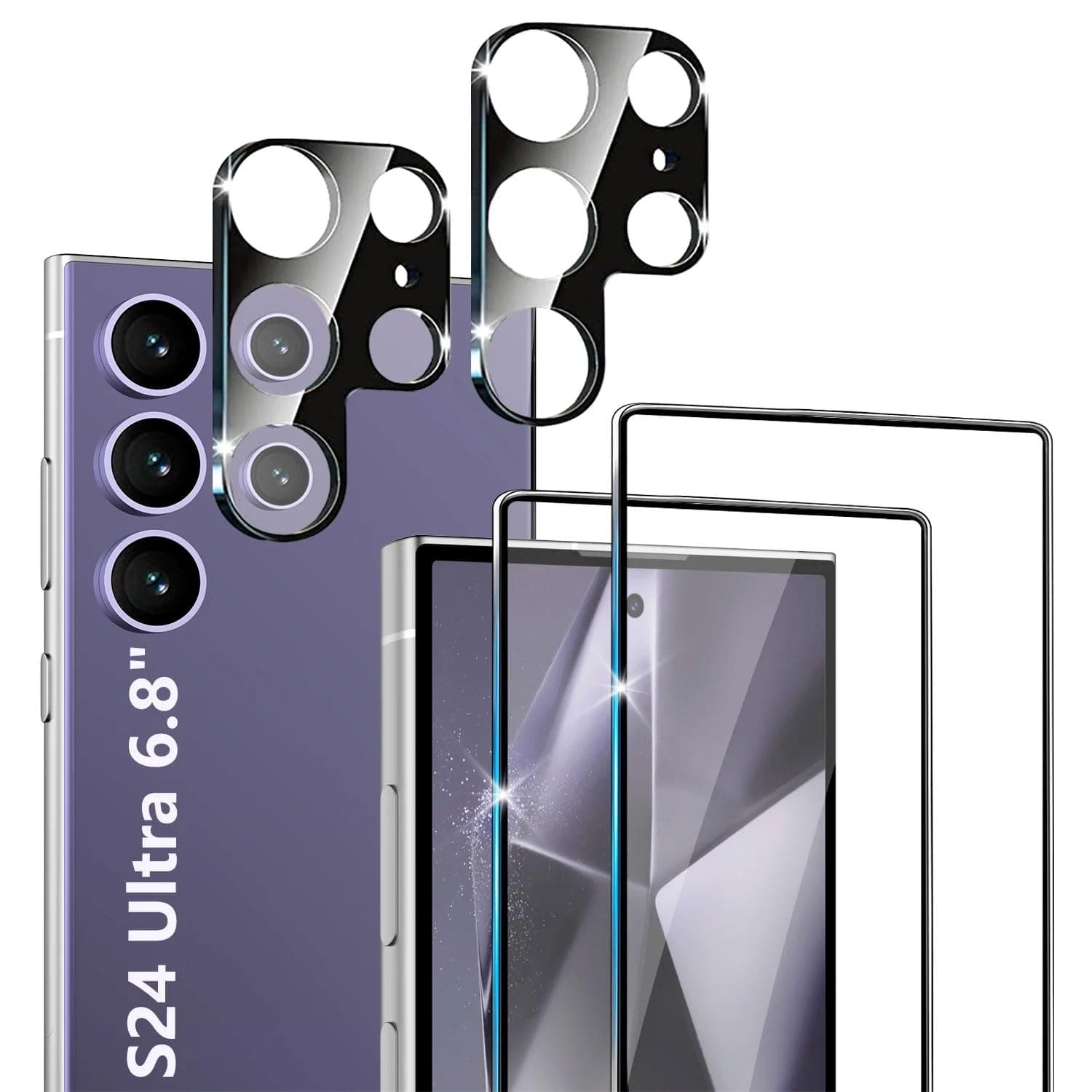 XDesign [2+2 Pack Galaxy S24 Ultra Screen Protector, 9H Tempered Glass Scratch Resistant, Ultrasonic Fingerprint Support, For Samsung Galaxy S24 Ultra 5G 6.8 Inch Glass Screen Protector