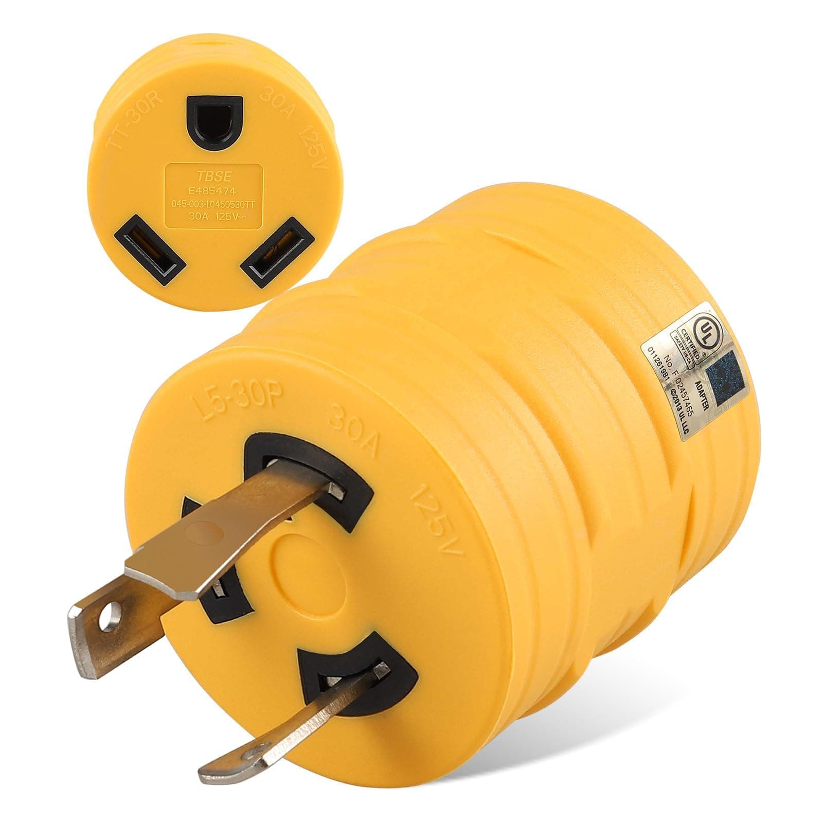 MECMO NEMA L5-30P to TT-30R 30 Amp RV Adapter UL Listed, Portable Compact Adaptor, 3 Prong 30A 125V Twist Locking Generator Plug L5-30 to TT-30 for 30Amp RV Trailer Camper