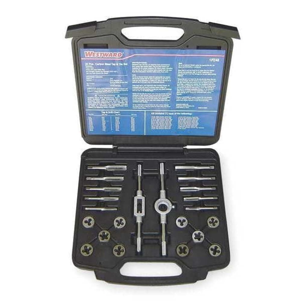 Westward 1PZ48 Tap/Die Set, 22 Pieces