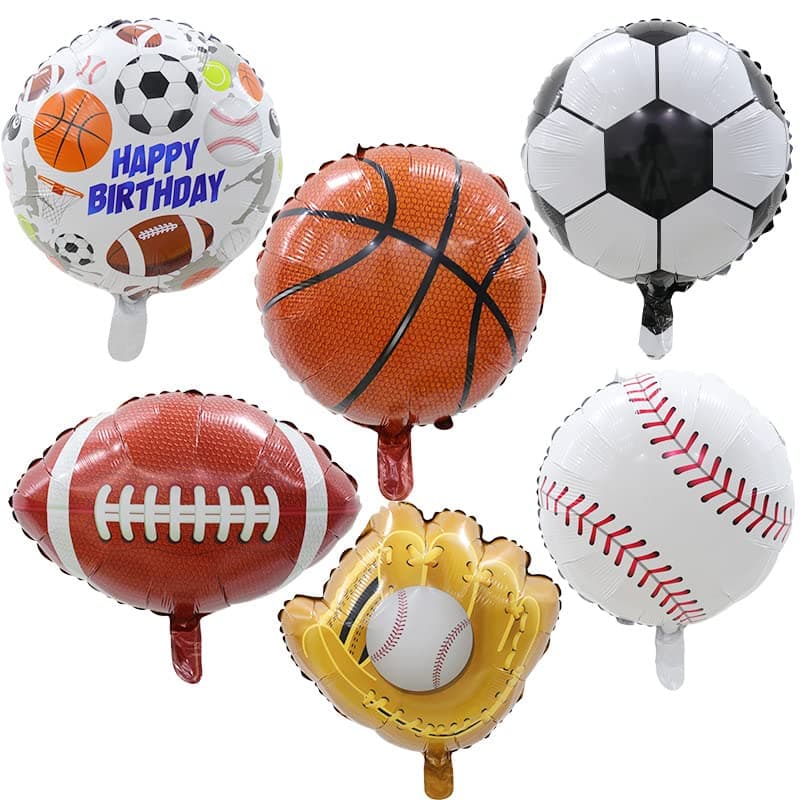 QYCX 6 Pcs Sports Balloons Sports Party Decorations Baseball Football Basketball Soccer Balloons Foil Balloons for Men Birthday Baseball Football Basketball Soccer Sport BirthdayDecorations