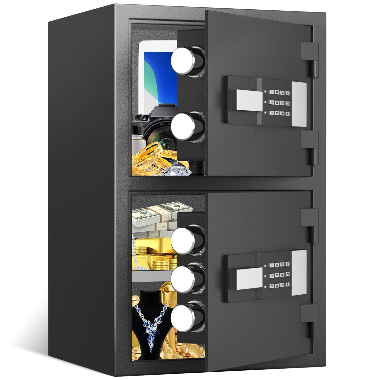 kavey 5.5 Cub Safe, Large Home Safe with Backlit Digital Keypad & Adjustable Shelf, Money Safe with Dual Alarm & Mute Mode, Cabinet Safe for Home Vaulables